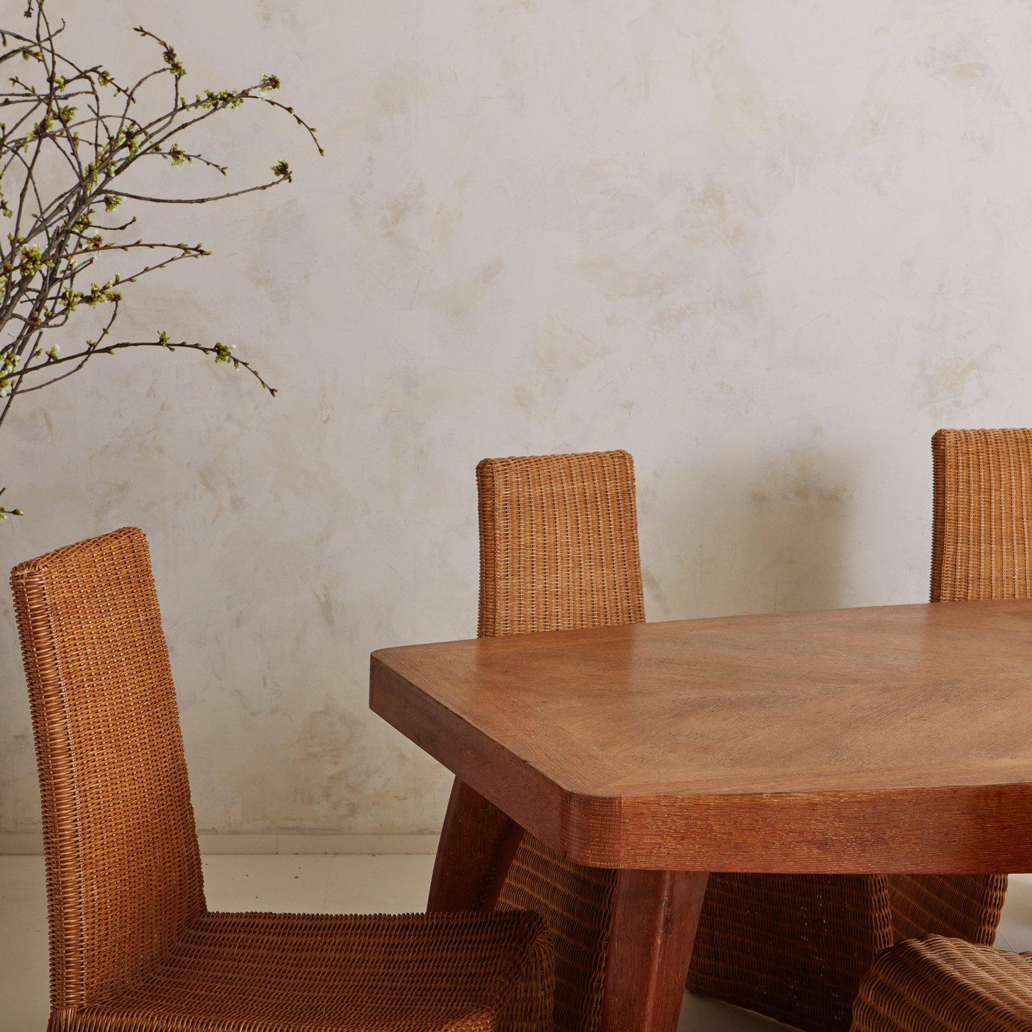 Set of 5 Sculptural Wicker Dining Chairs, Spain 20th Century In Good Condition In Chicago, IL