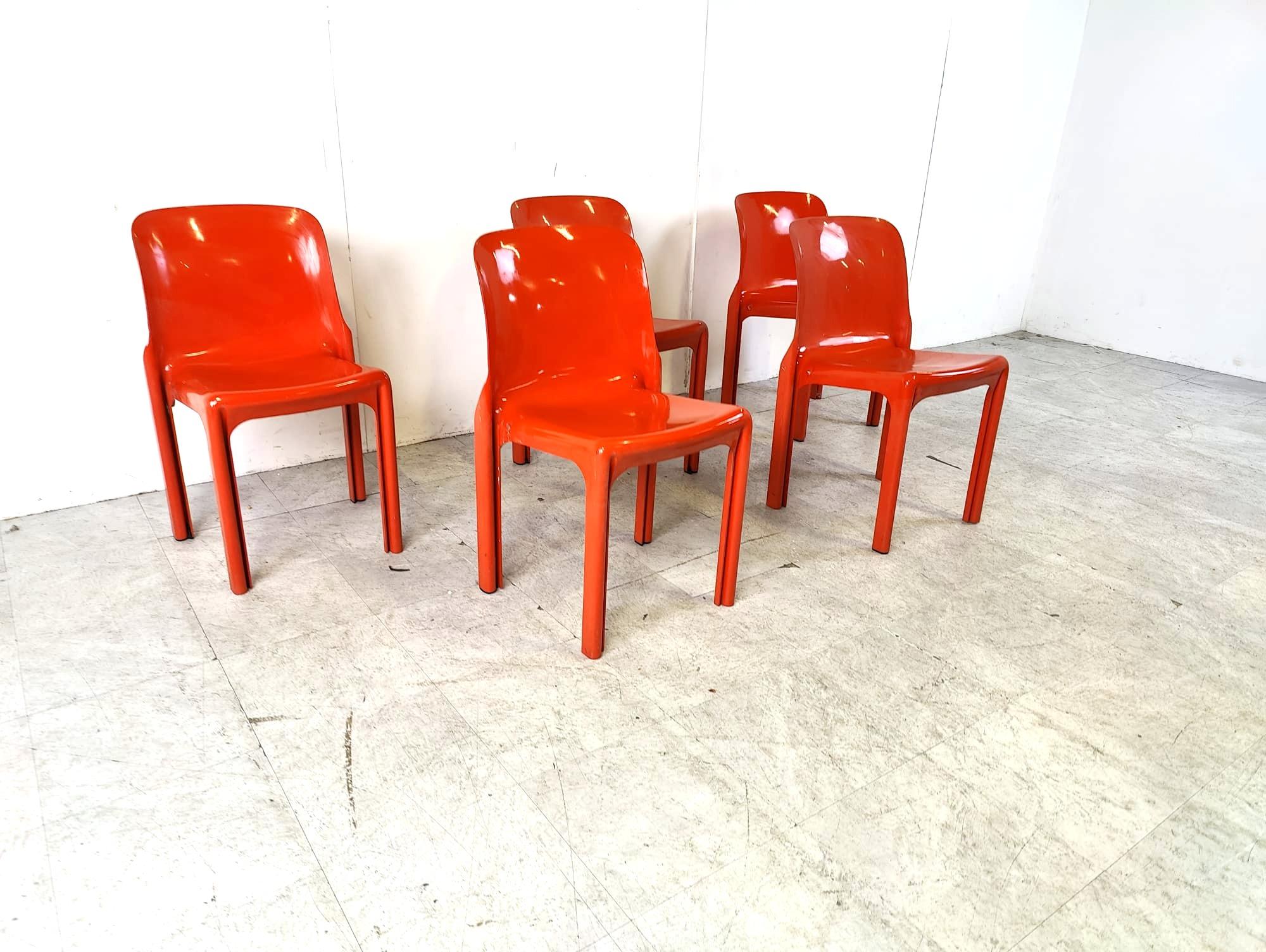Late 20th Century Set of 5 Selene dining chairs by Vico Magistretti for Artemide, 1970s For Sale