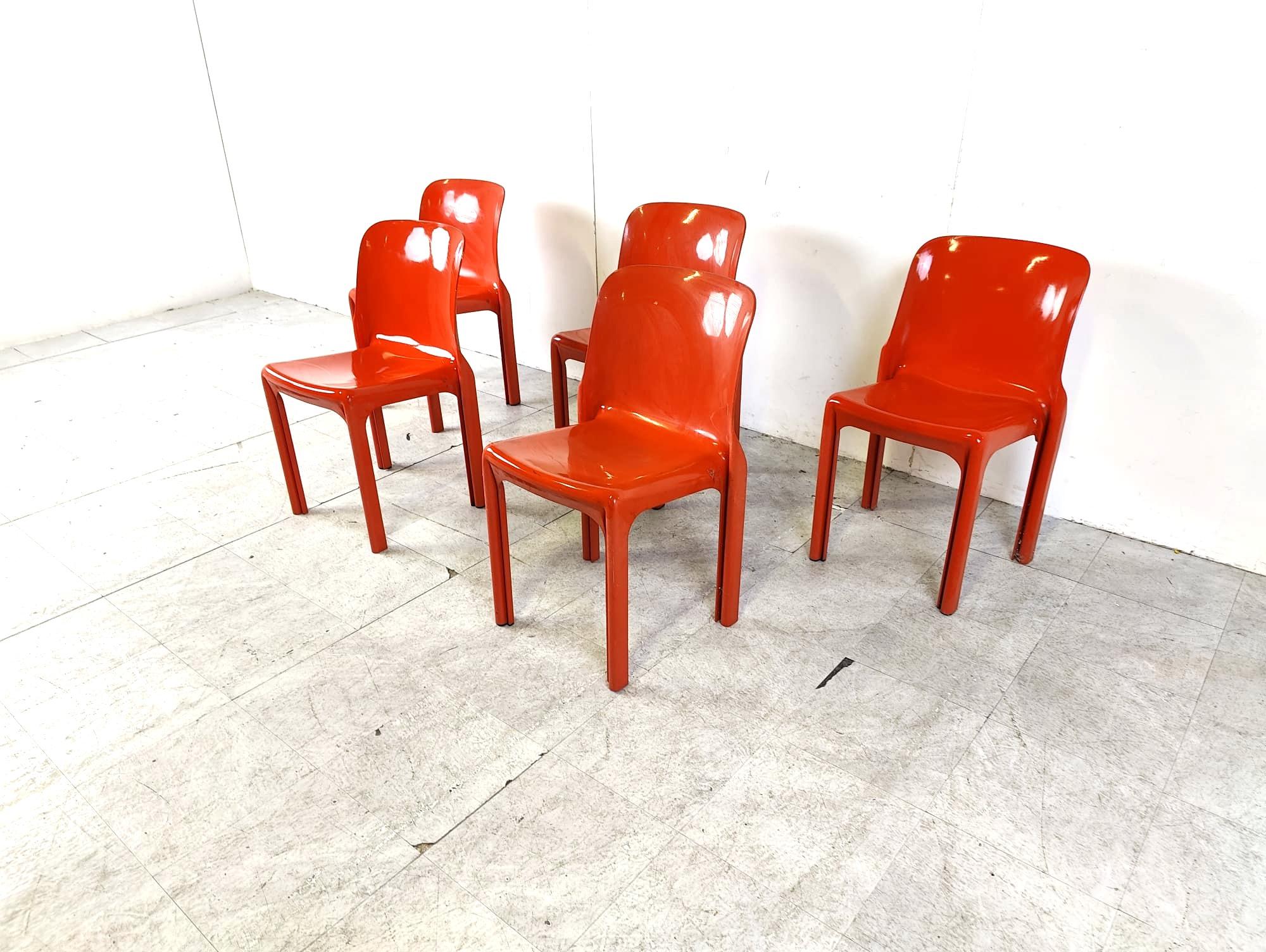 Set of 5 Selene dining chairs by Vico Magistretti for Artemide, 1970s For Sale 1