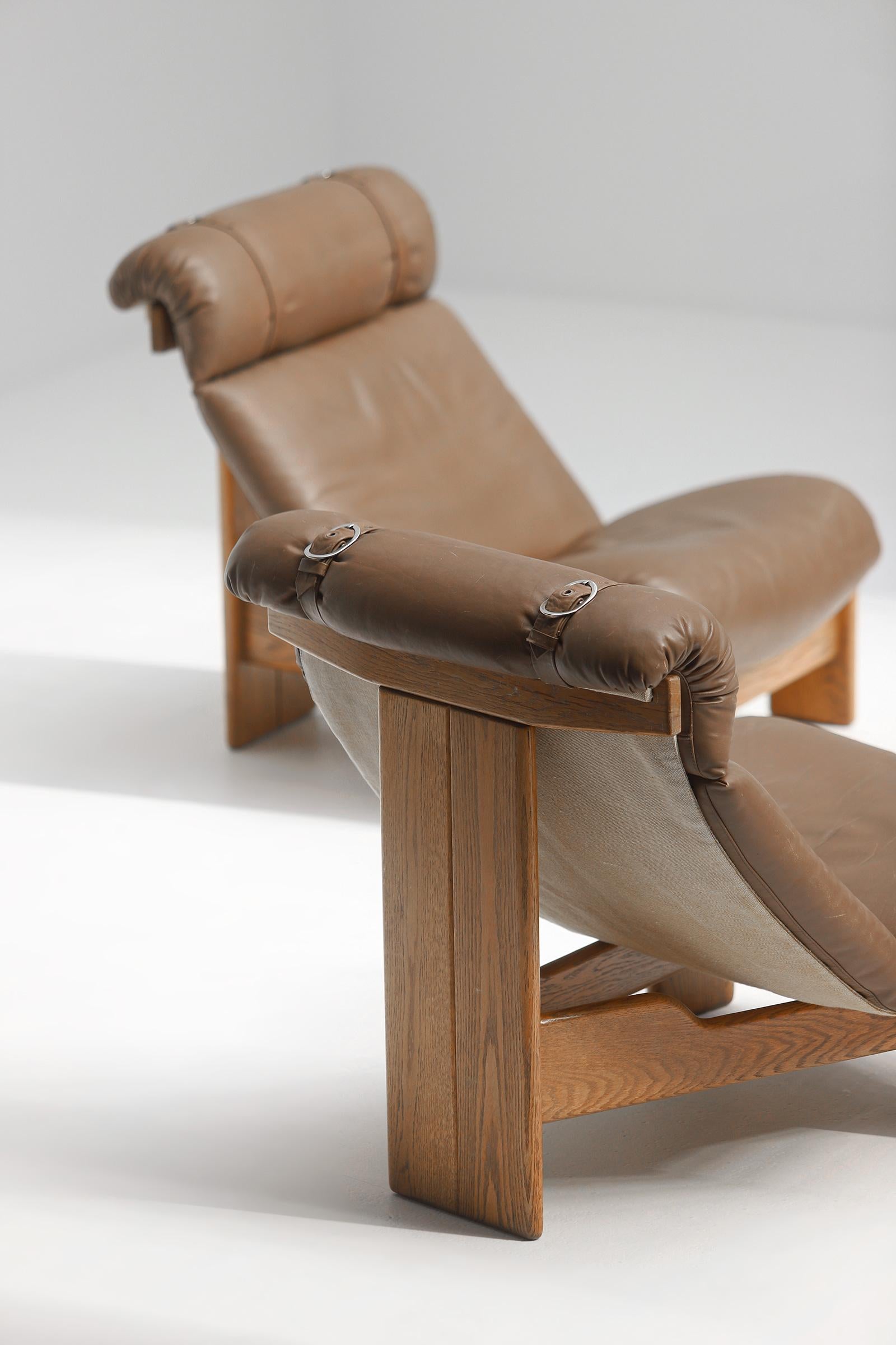 European Set of 5 Sling Chairs Attributed to Durlet, Belgium, 1970s