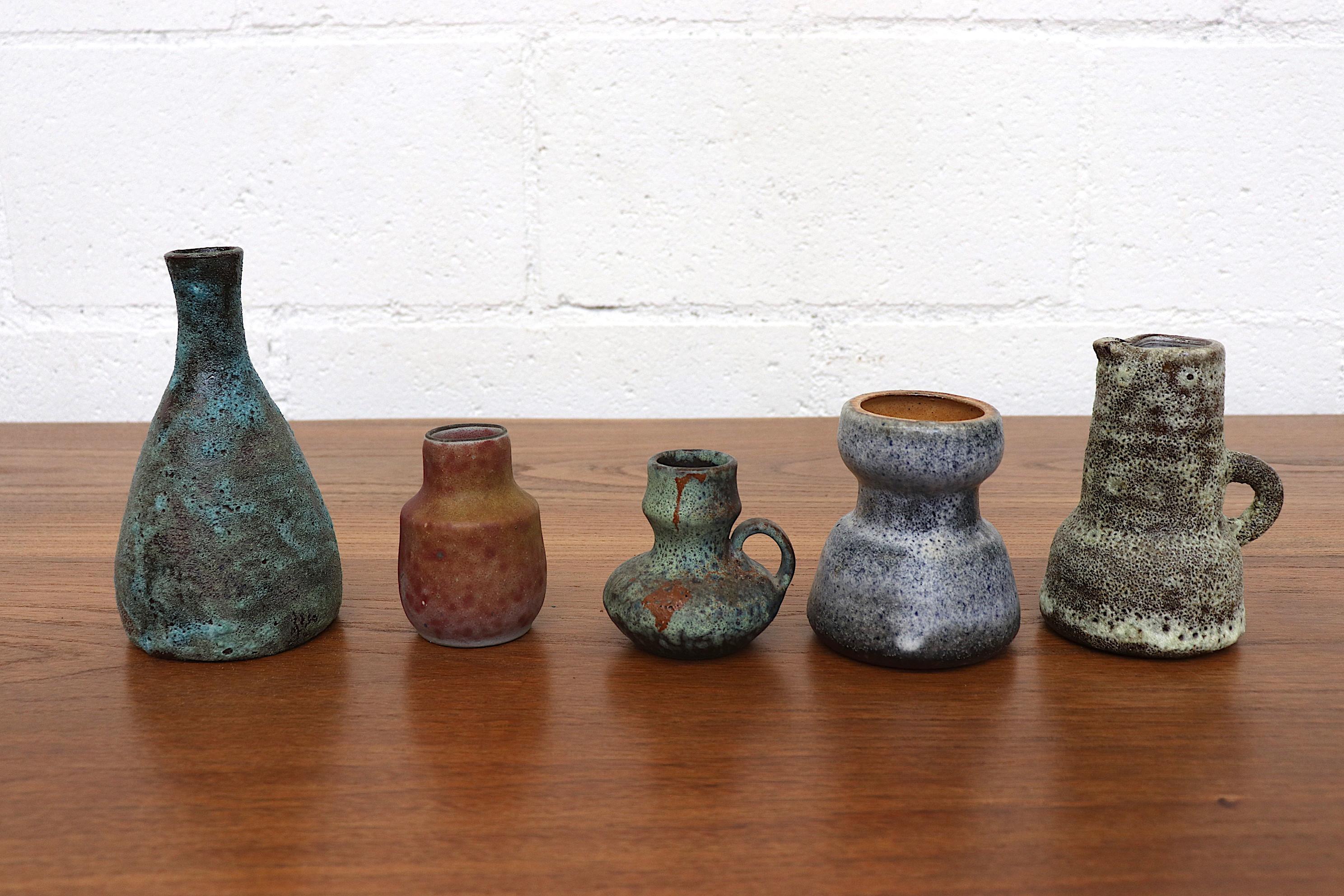 Mid-Century Modern Set of 5 Small Dutch Ceramic Vases