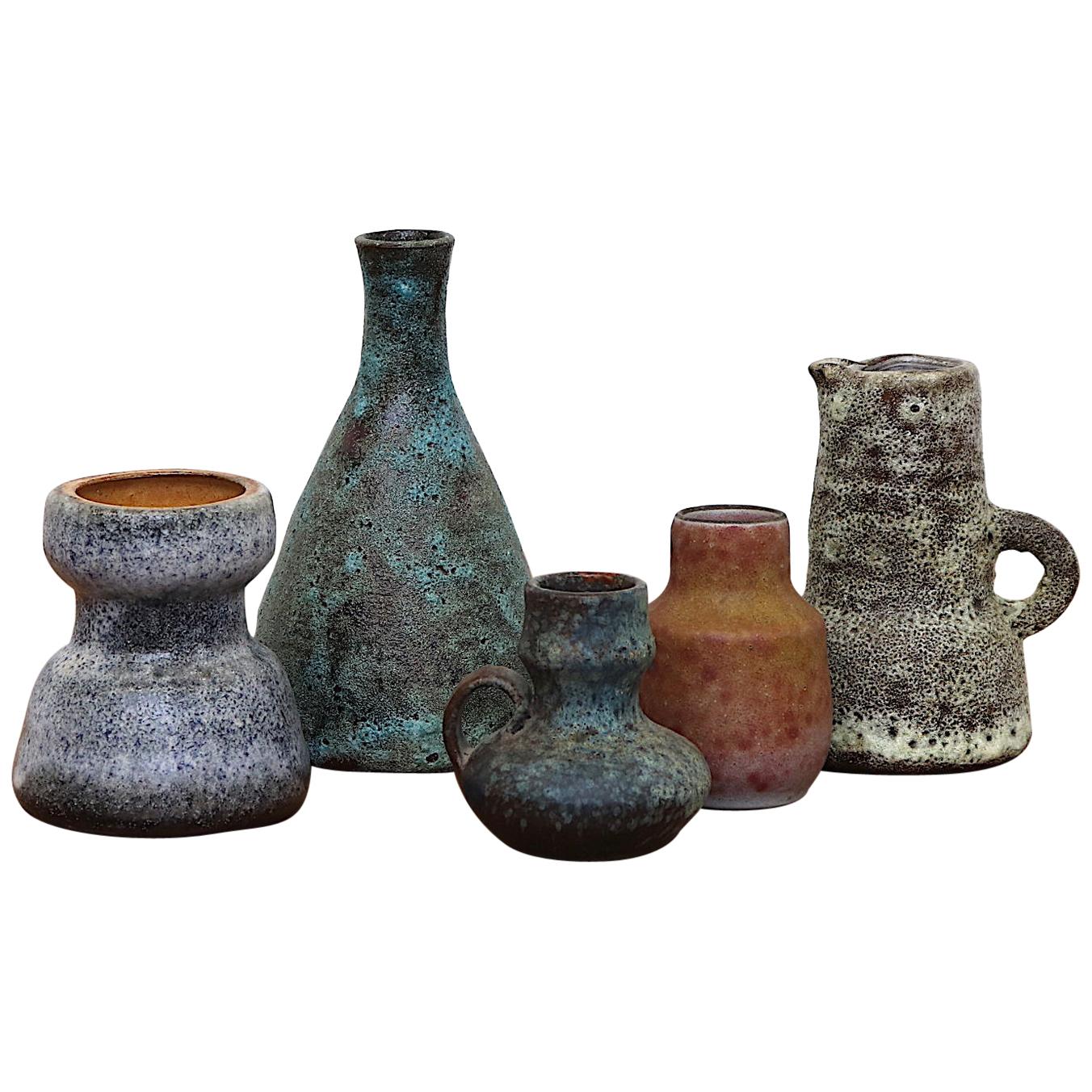 Set of 5 Small Dutch Ceramic Vases