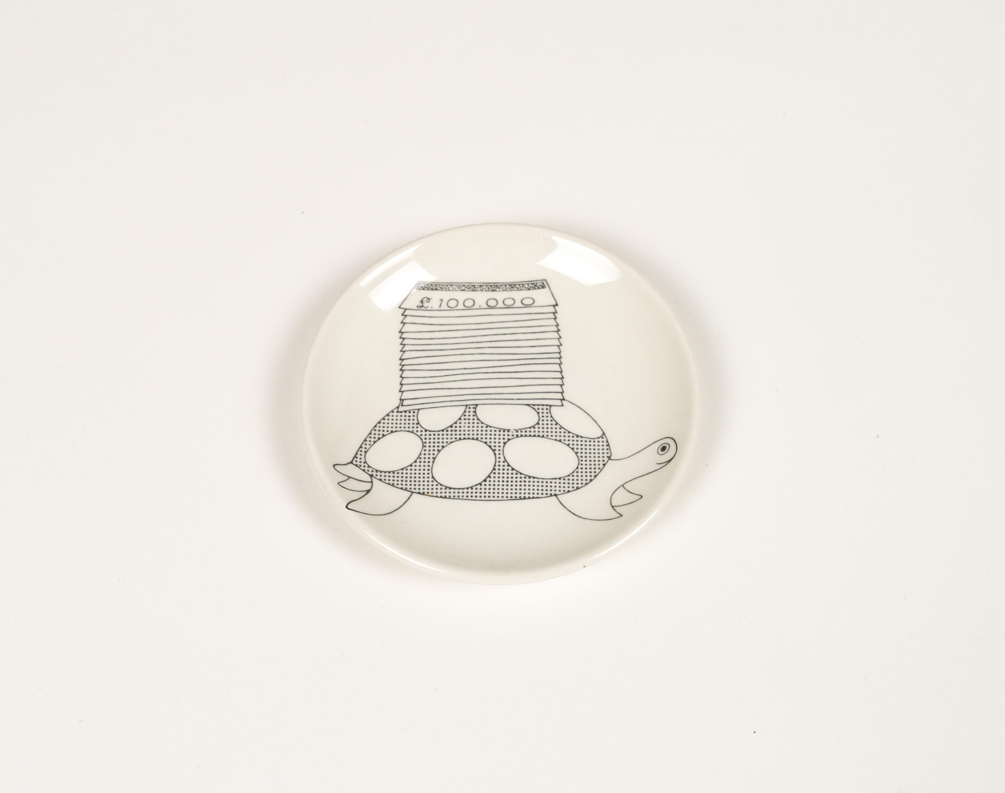 Set of 5 Small Plate or Coasters in Porcelain by Piero Fornasetti, Italy 1950s For Sale 2