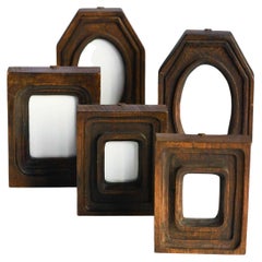Set of 5 Small Wooden Frames Made in Various Sizes and Shape