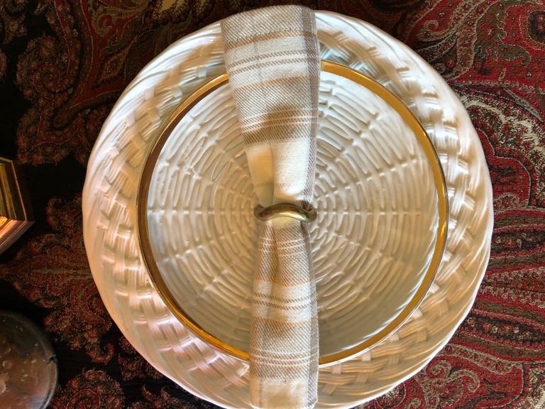 Set of 5 Solid Brass Ralph Lauren Ribbon Napkin Holders For Sale at 1stdibs