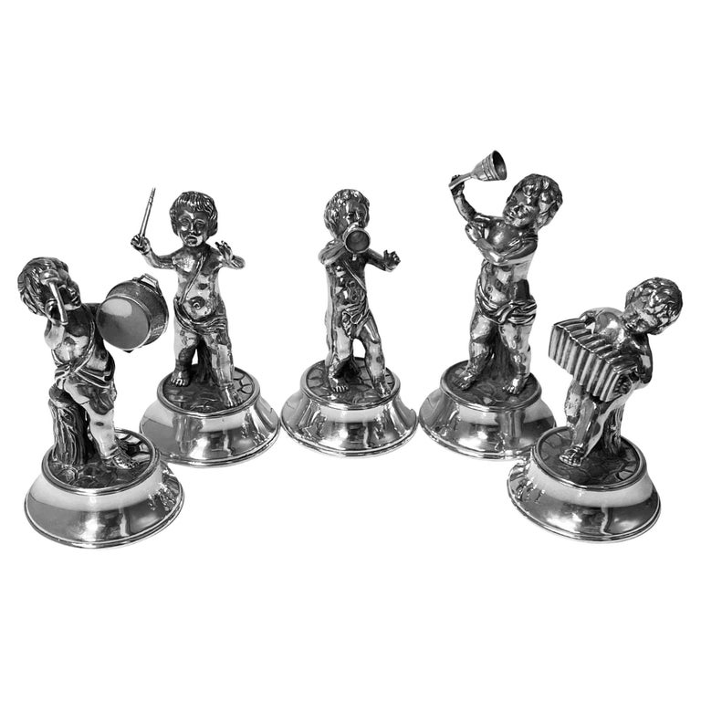 Set of 5 Spanish Silver Musicians, Spain C.1950 For Sale at 1stDibs