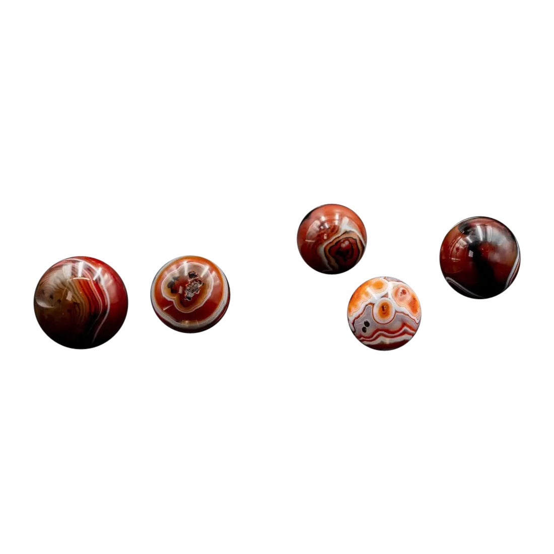 Set of 5 Spheres – Sardonyx Agate For Sale