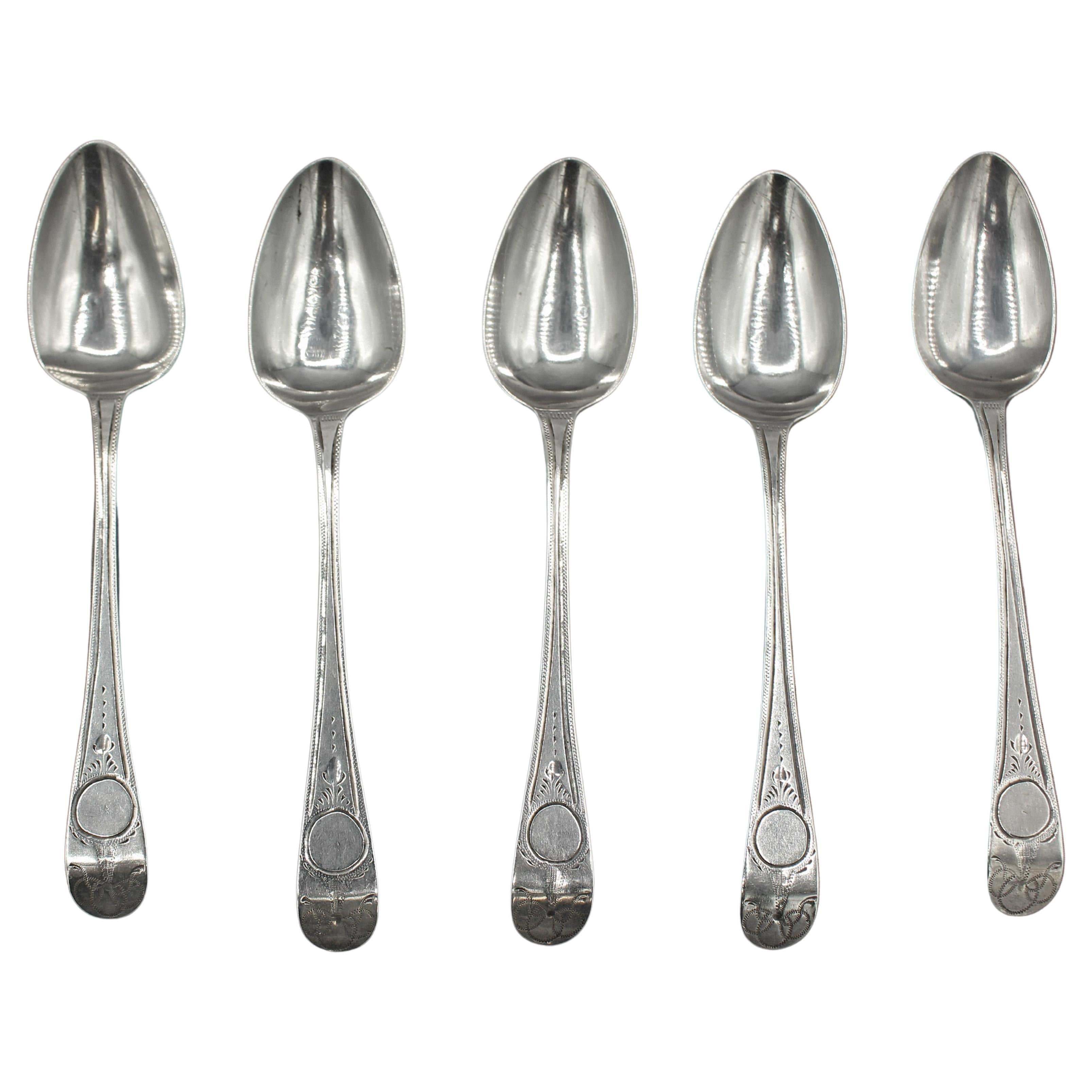 Set of 5 Sterling Silver Coffee Spoons by Peter & Ann Bateman For Sale