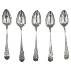 Used Set of 5 Sterling Silver Coffee Spoons by Peter & Ann Bateman