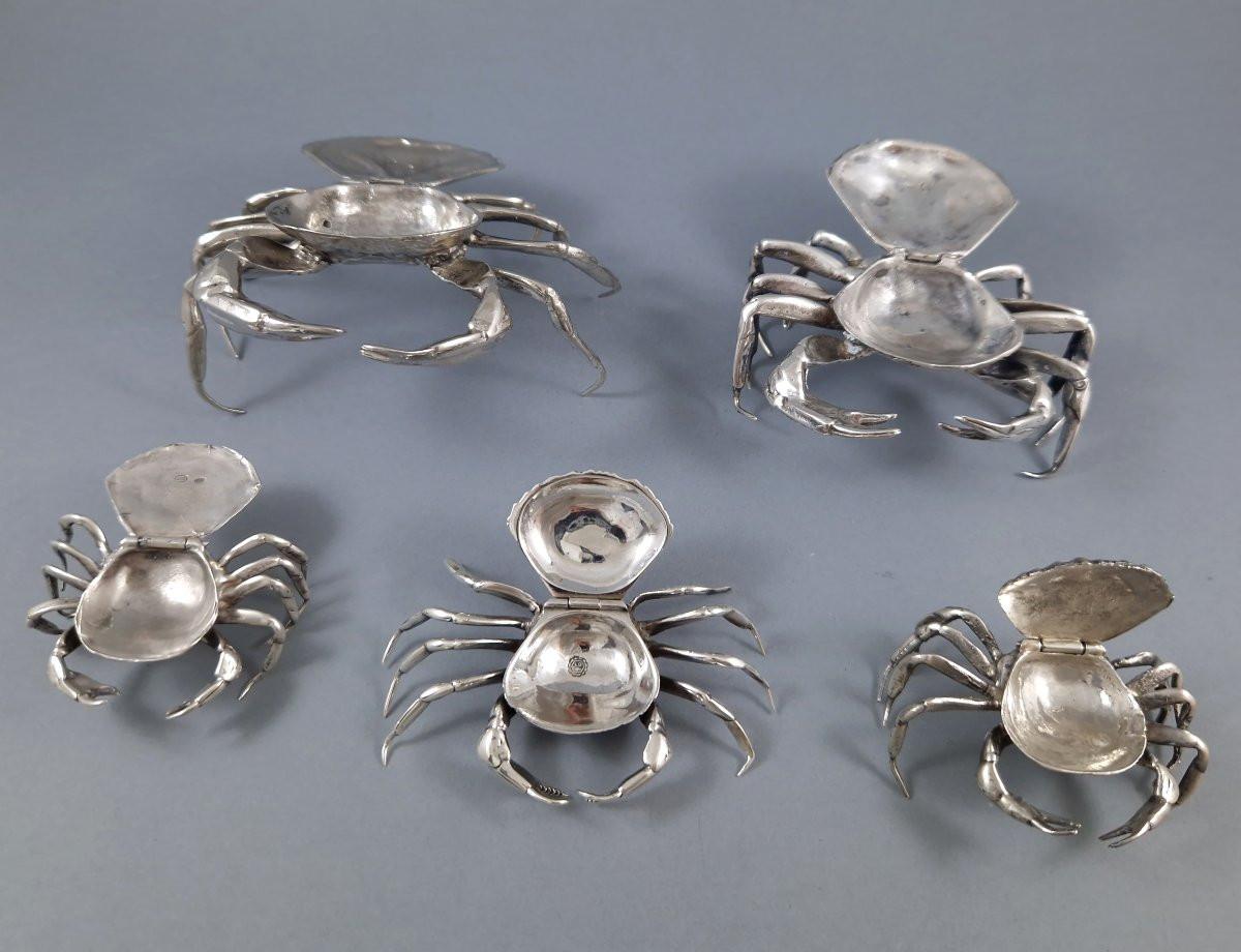 Set Of 5 Sterling Silver Crab Boxes For Sale 2