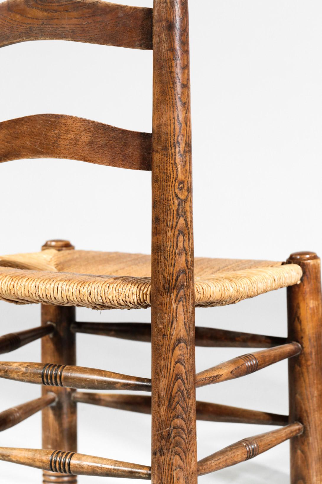 Ensemble de 5 chaises en paille de style Charles Dudouyt, design français en vente 4