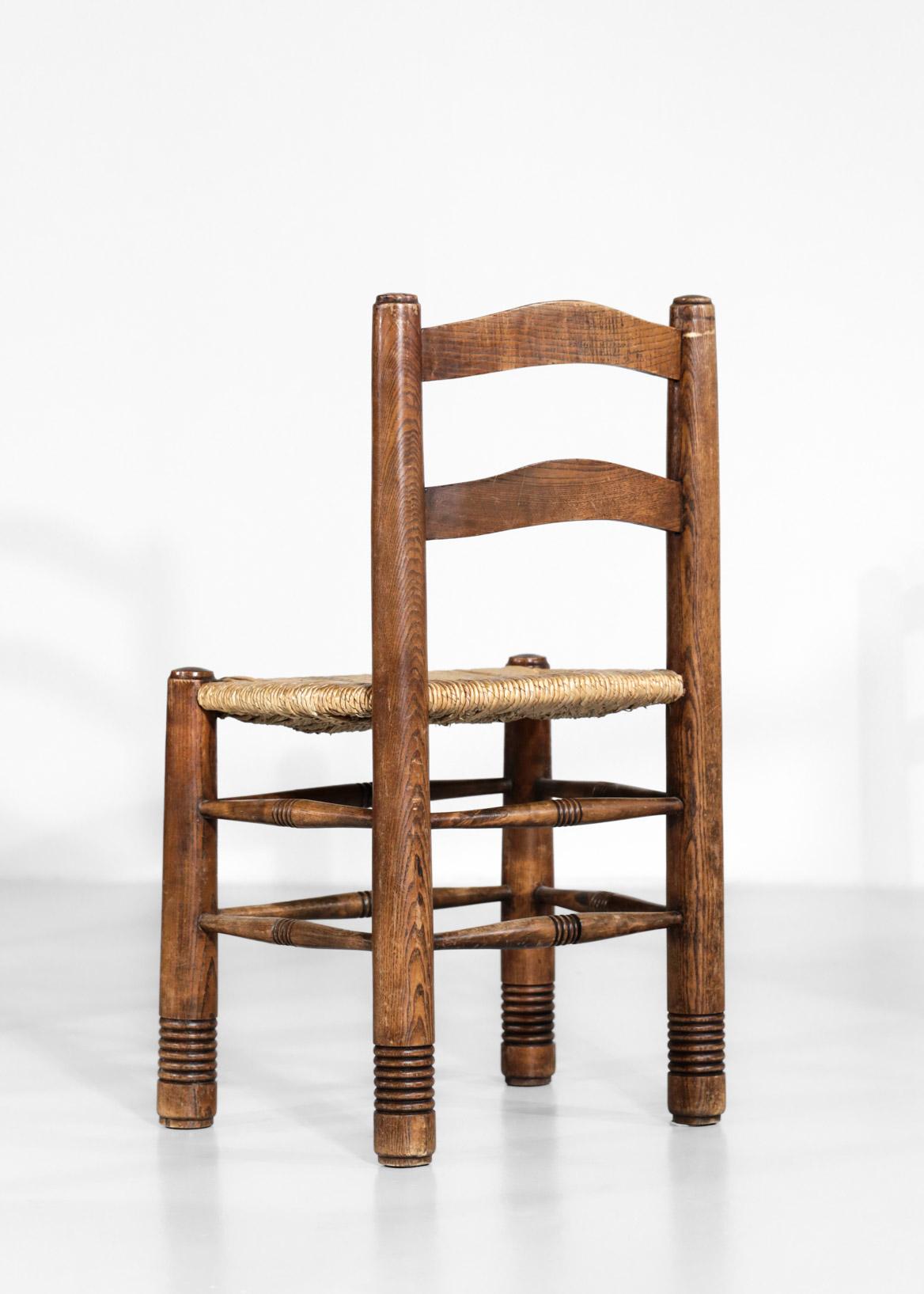 Français Ensemble de 5 chaises en paille de style Charles Dudouyt, design français en vente