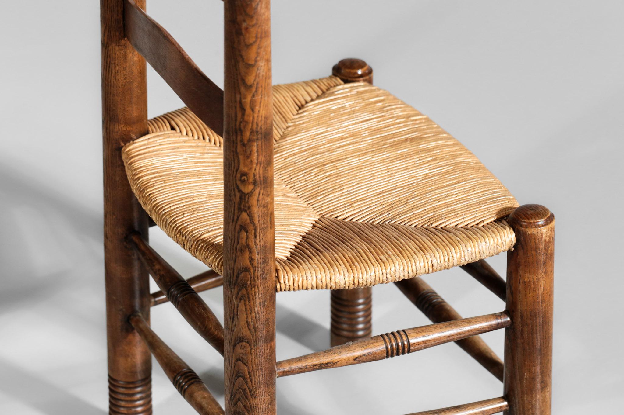 Ensemble de 5 chaises en paille de style Charles Dudouyt, design français en vente 1