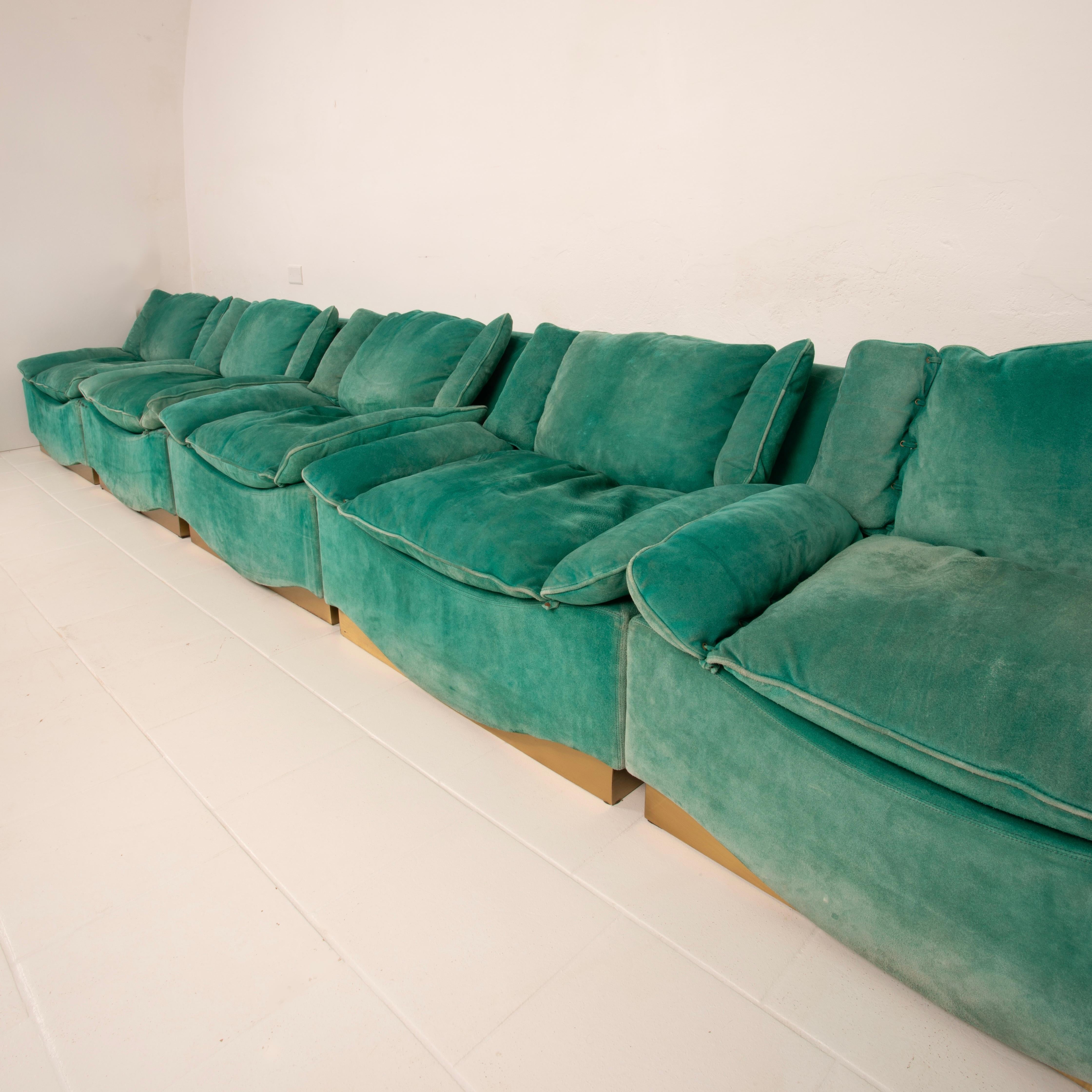 Italian Set of 5 Stropiccio Armhairs by Luciano Frigerio for Frigerio di Desio, 1970 For Sale