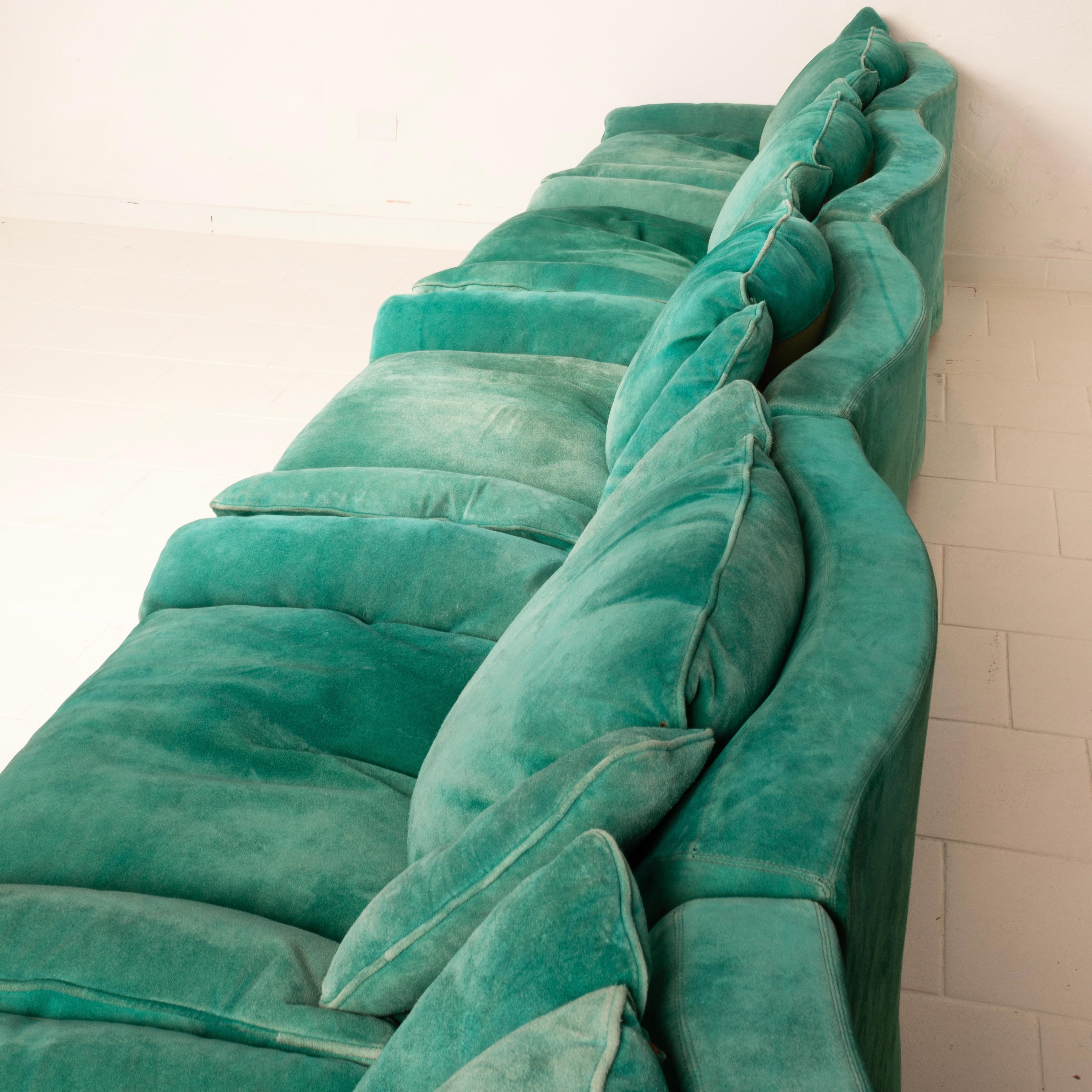 Suede Set of 5 Stropiccio Armhairs by Luciano Frigerio for Frigerio di Desio, 1970 For Sale