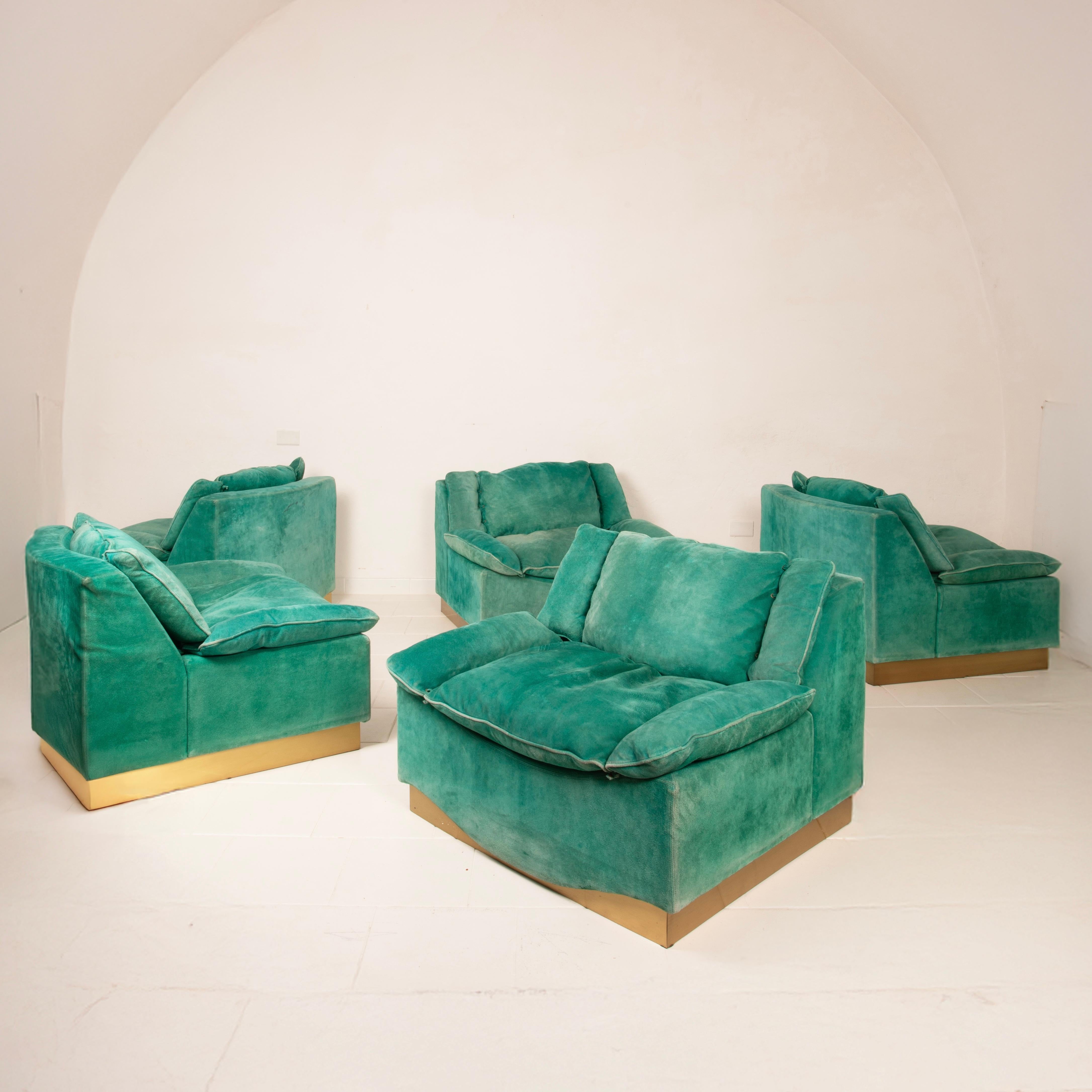 Set of 5 Stropiccio Armhairs by Luciano Frigerio for Frigerio di Desio, 1970 For Sale 1