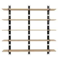 Ensemble de 5 étagères en structure de Souda, 84 pouces, noires et érable, fabriquées sur commande