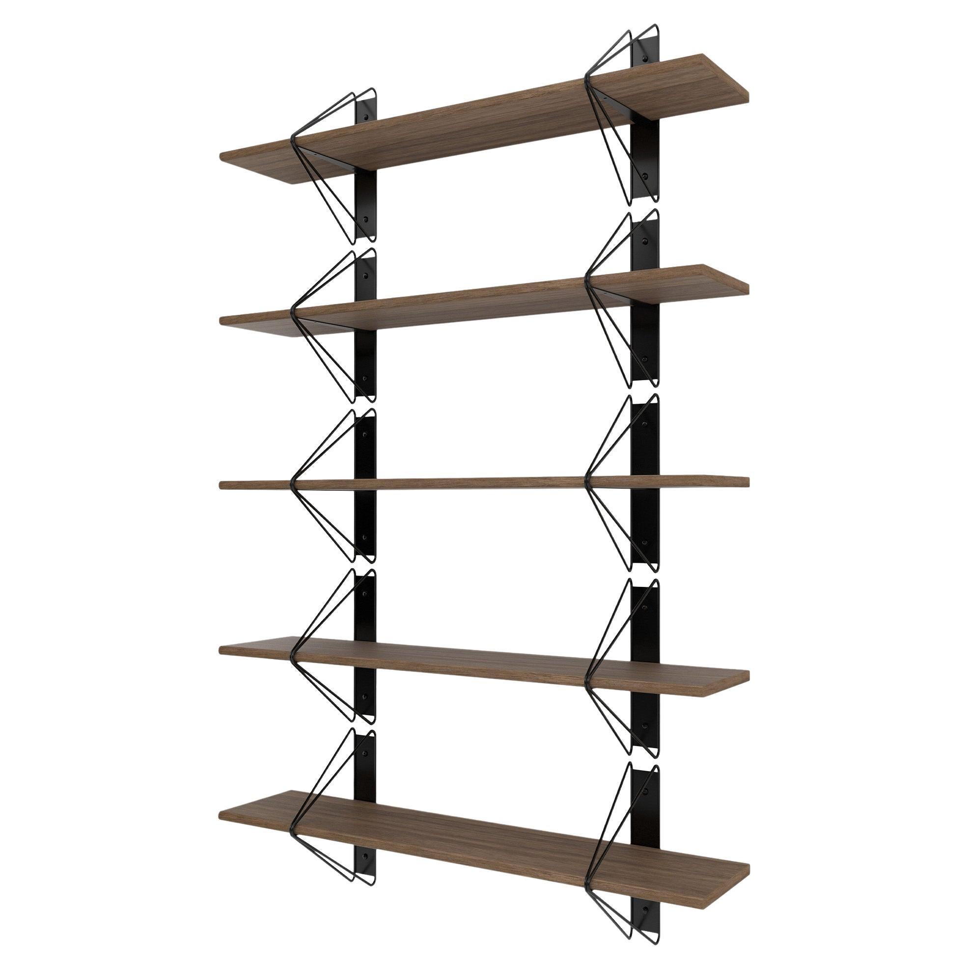 Set of 5 Strut Shelves from Souda, 52in, Black and Walnut, Made to Order For Sale
