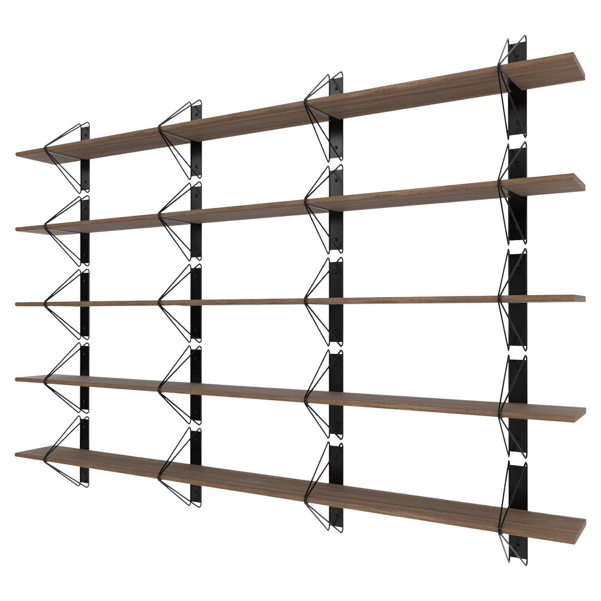 Set of 5 Strut Shelves from Souda, Black and Walnut, Made to Order For Sale