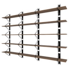 Set of 5 Strut Shelves from Souda, 116in, Black and Walnut, Made to Order