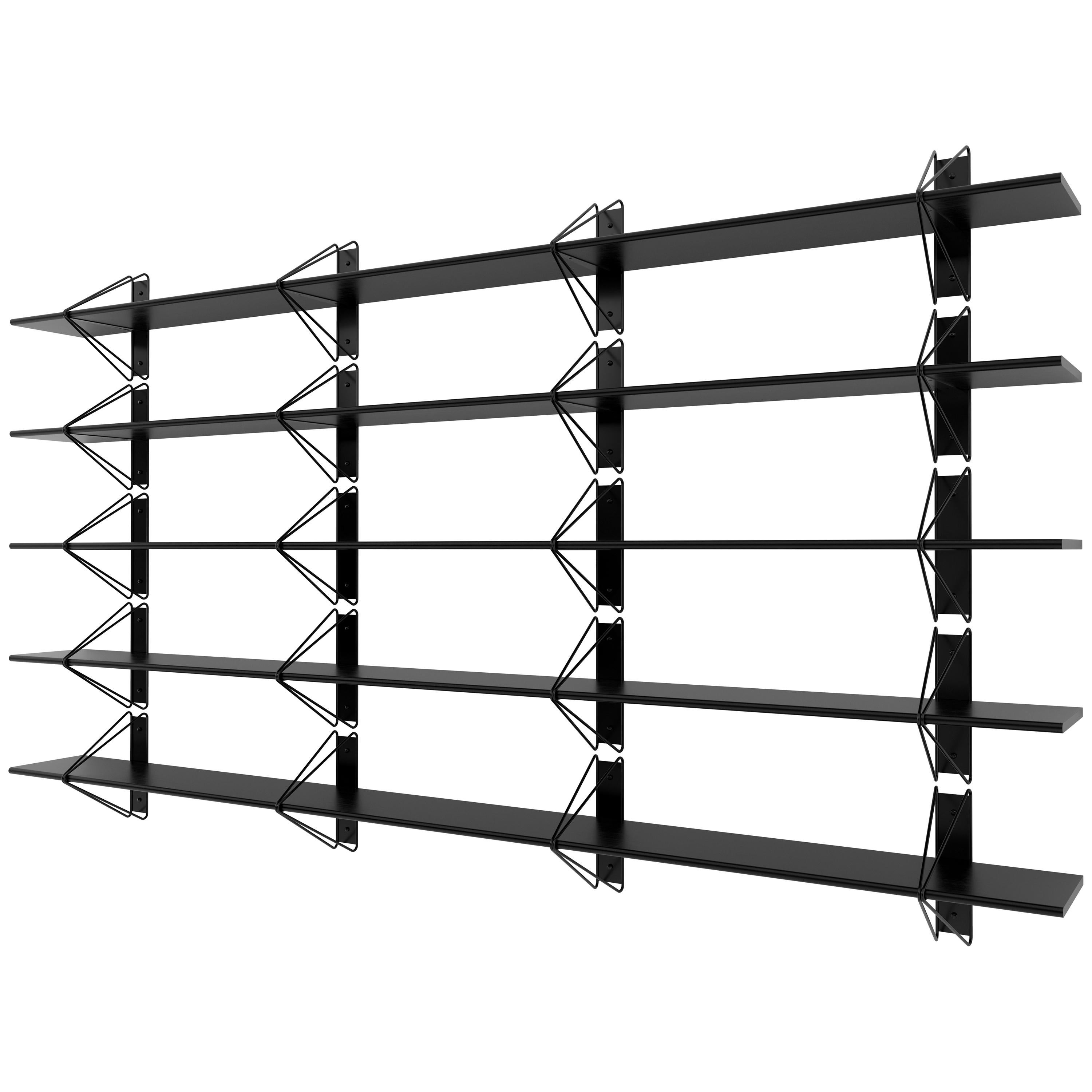 Set of 5 Strut Shelves from Souda, Black, Extra long, Made to Order For Sale