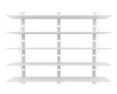 Set di 5 mensole a puntone di Souda, 84 pollici, bianco, mensola da parete in legno moderno, libreria