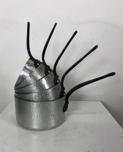 Set of 5 Stylized Aluminum Pots. cookwear by E. Dehillerin, Paris
