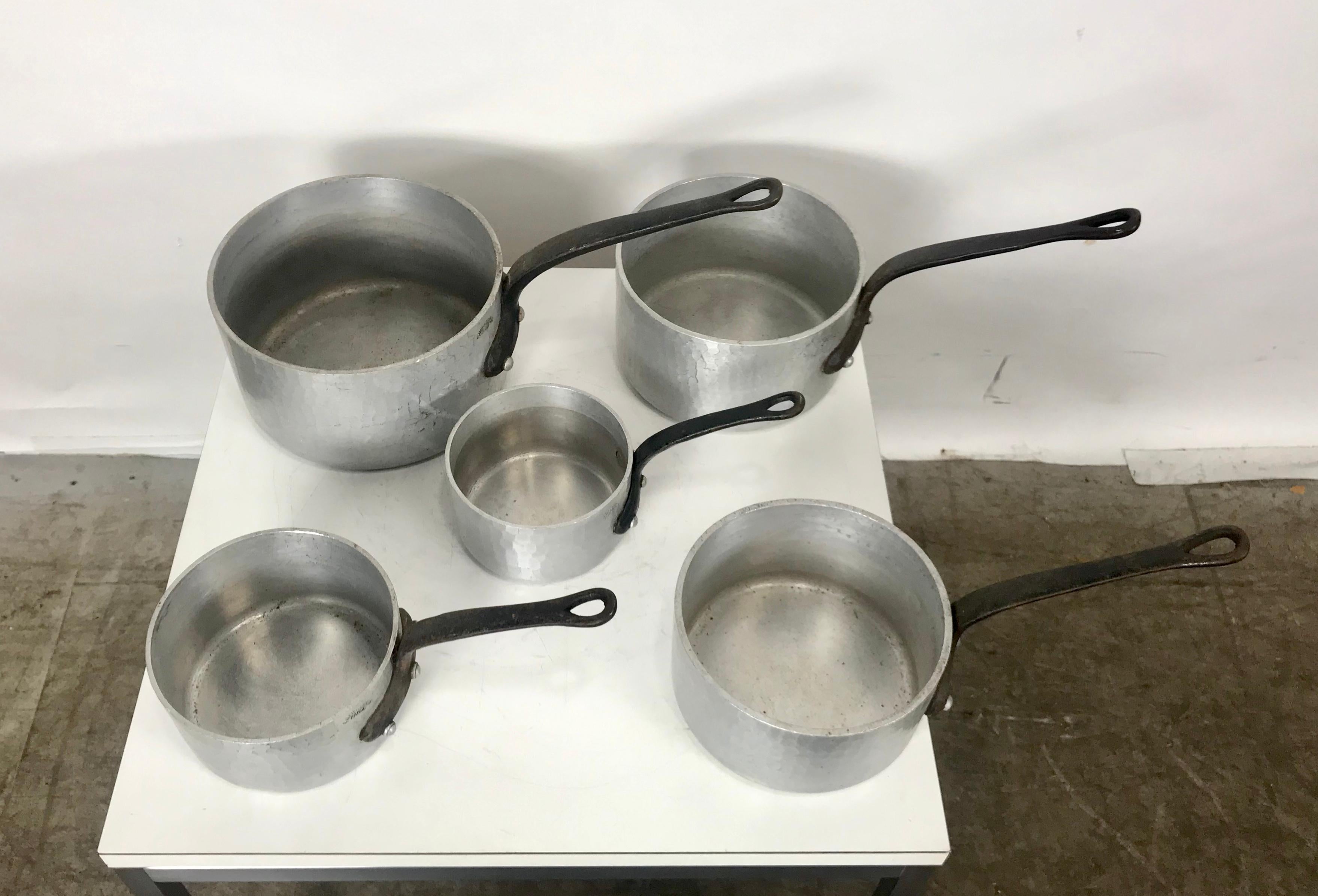 Set of 5 Stylized Aluminum Pots. cookwear by E. Dehillerin, Paris 2