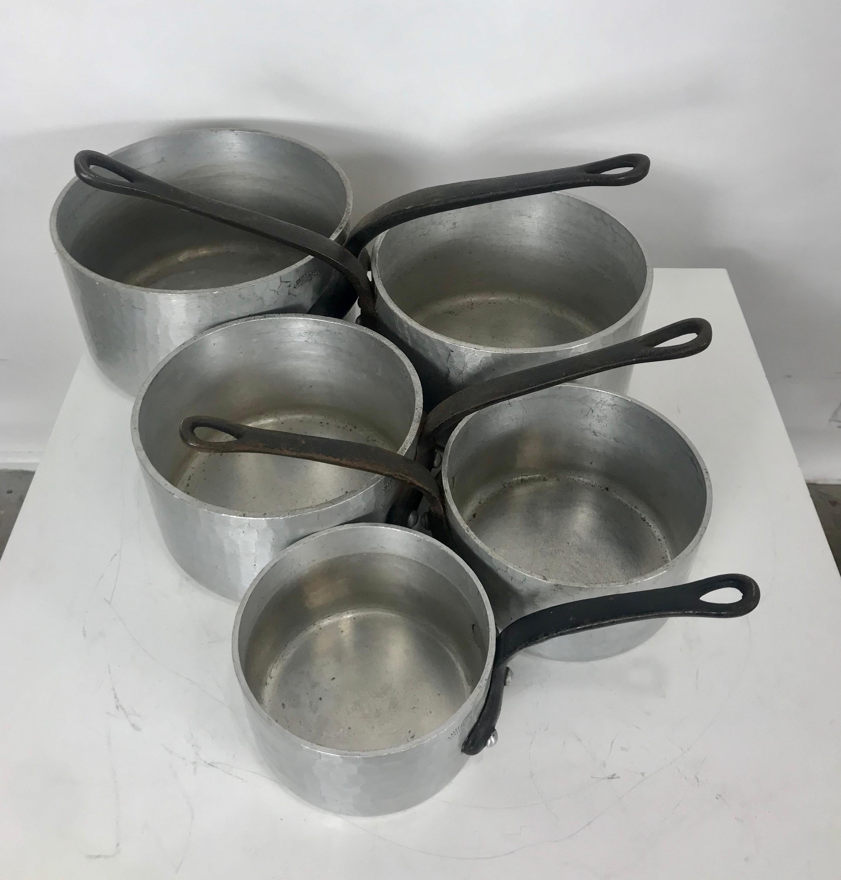 Set of 5 Stylized Aluminum Pots. cookwear by E. Dehillerin, Paris 3