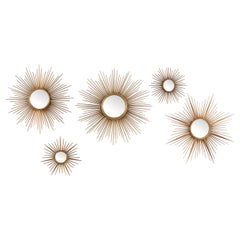 Ensemble de 5 Sunburst  Miroirs convexes de Chaty, Vallauris, 1950