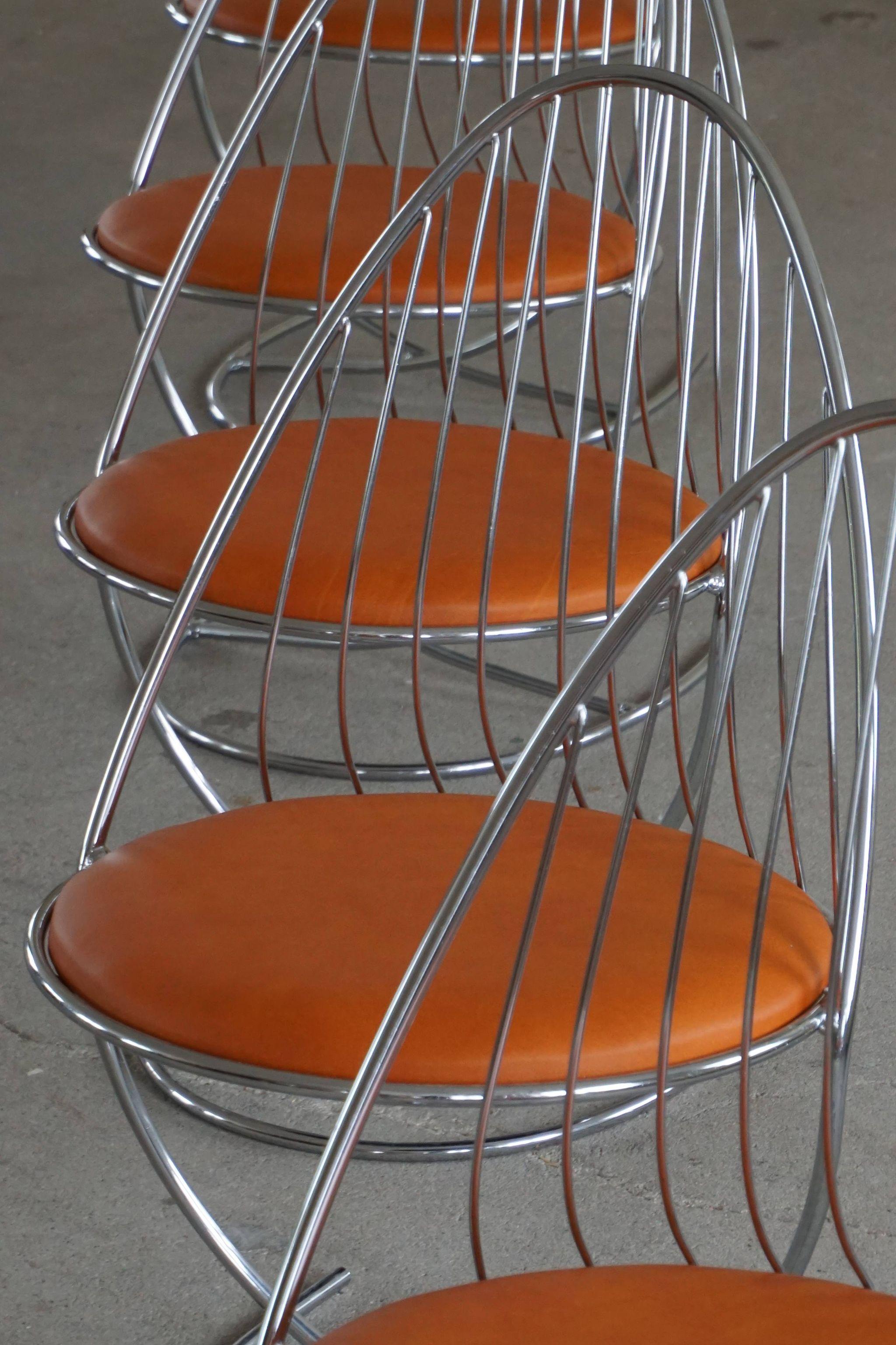 Set of 5 Swedish Mid Century Dining Chairs in Chrome, by Dahlens Dalum, 1960s 1