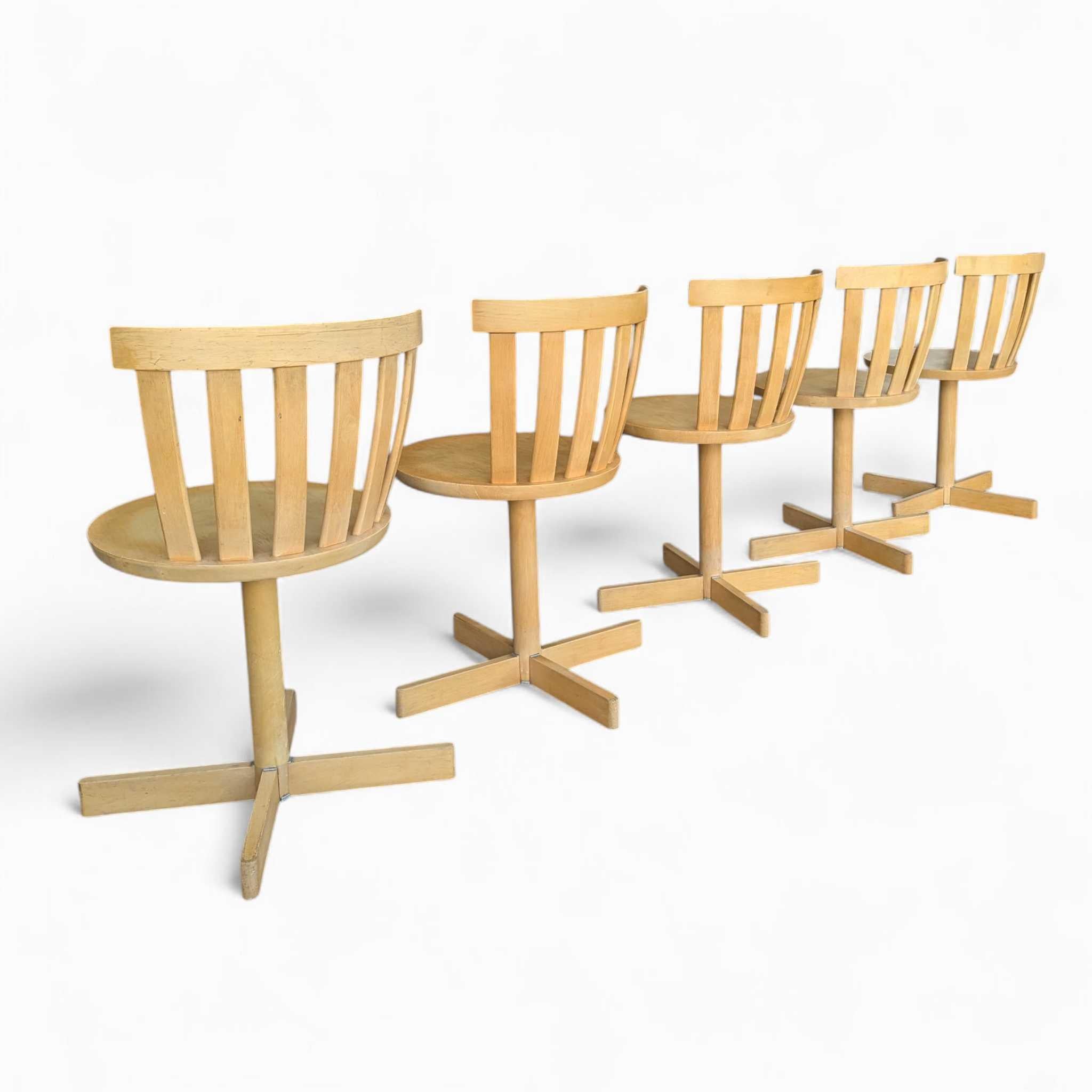 Set of 5 Swivel Birch Chairs, Jan Hallberg & Sune Formell for Edsbyverken, 1960s For Sale 6