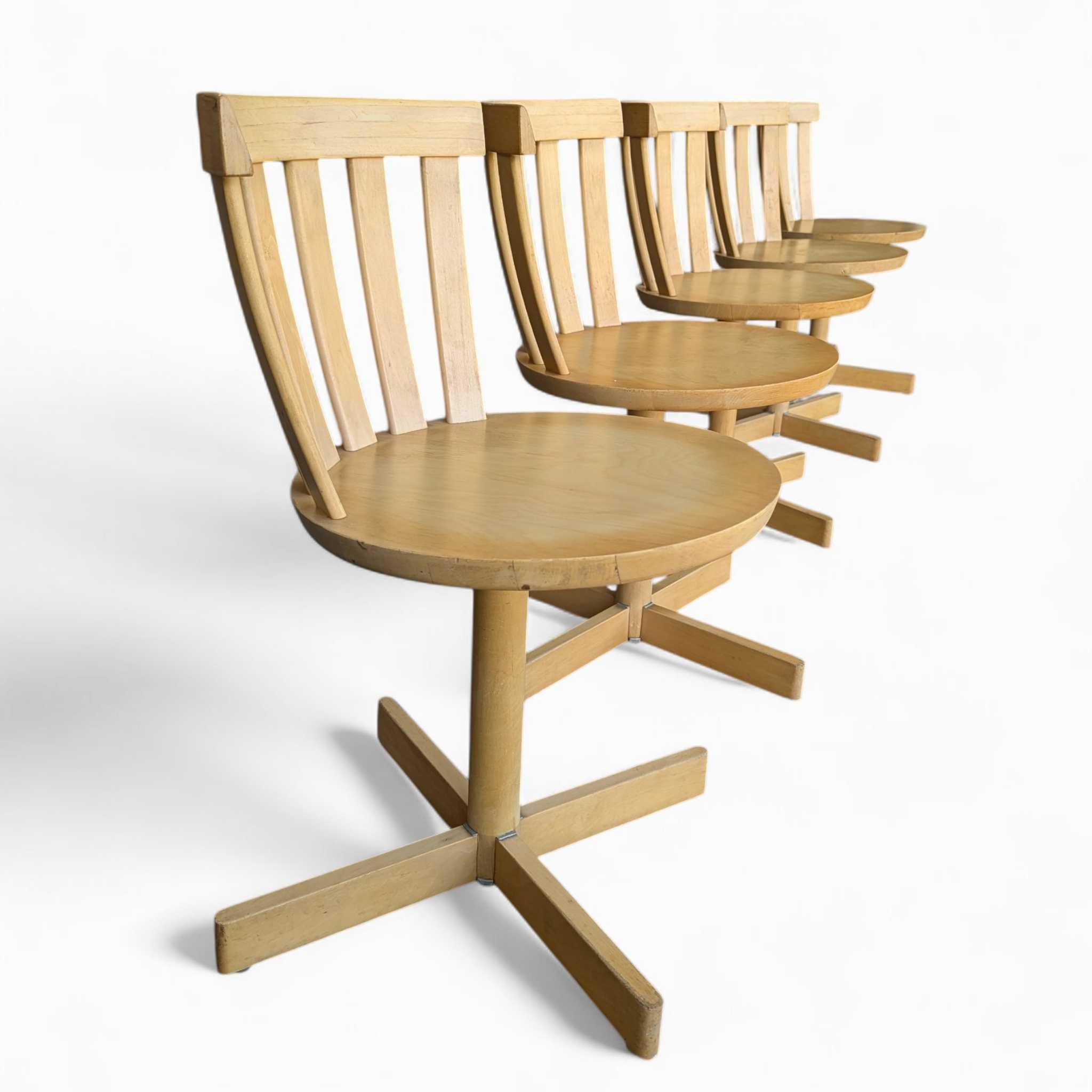Set of 5 Swivel Birch Chairs, Jan Hallberg & Sune Formell for Edsbyverken, 1960s For Sale 7