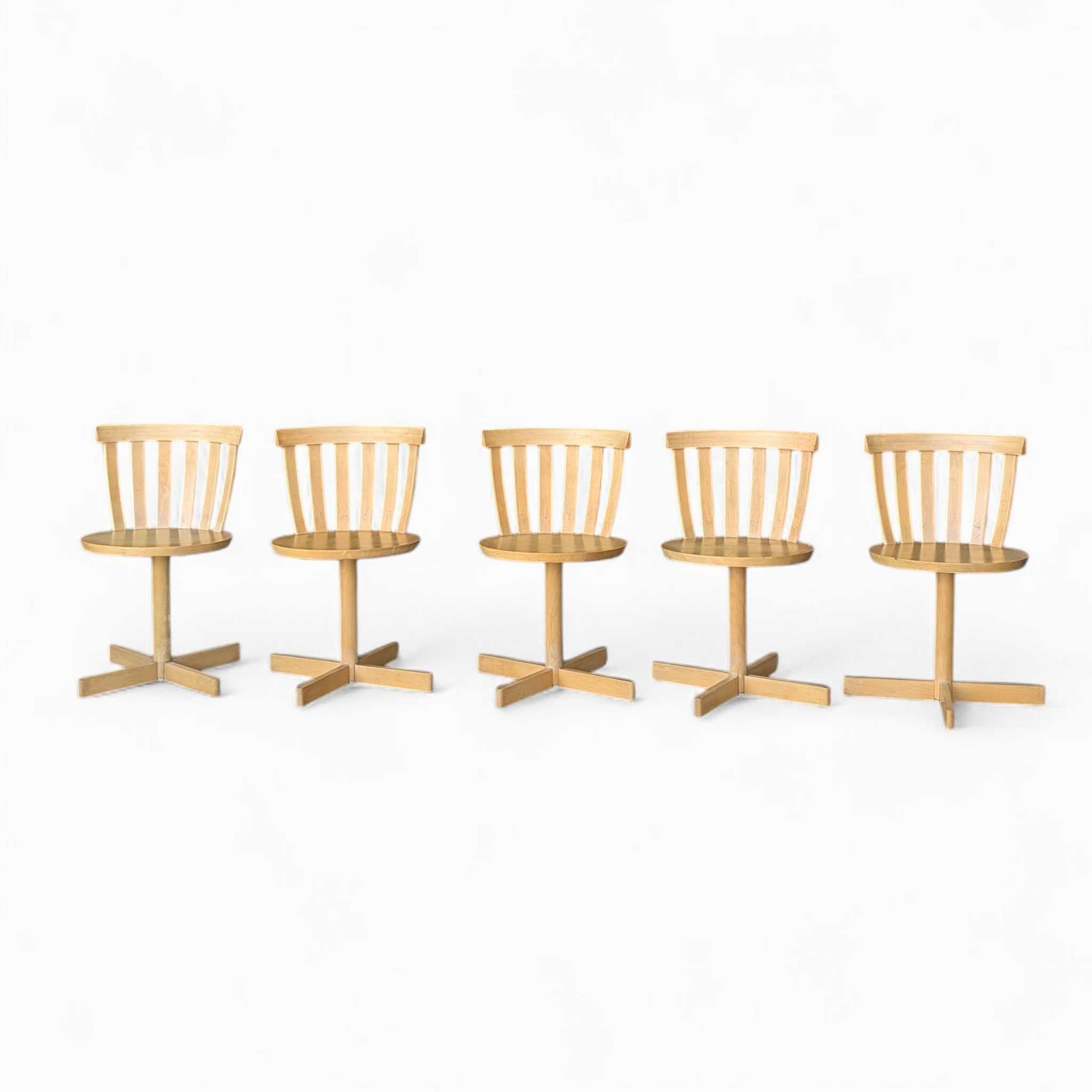 Set of 5 Swivel Birch Chairs, Jan Hallberg & Sune Formell for Edsbyverken, 1960s For Sale 8