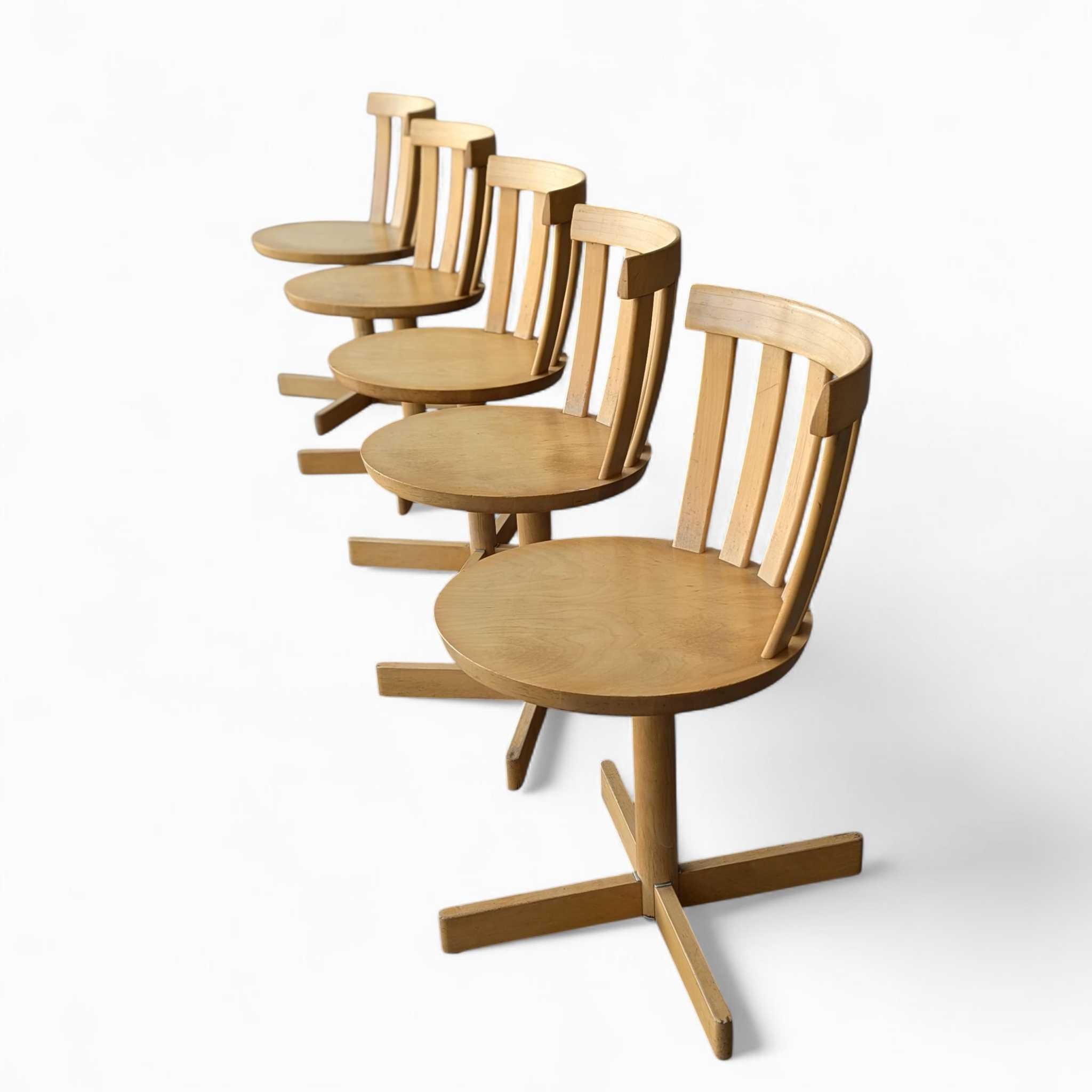 Set of 5 Swivel Birch Chairs, Jan Hallberg & Sune Formell for Edsbyverken, 1960s For Sale 9