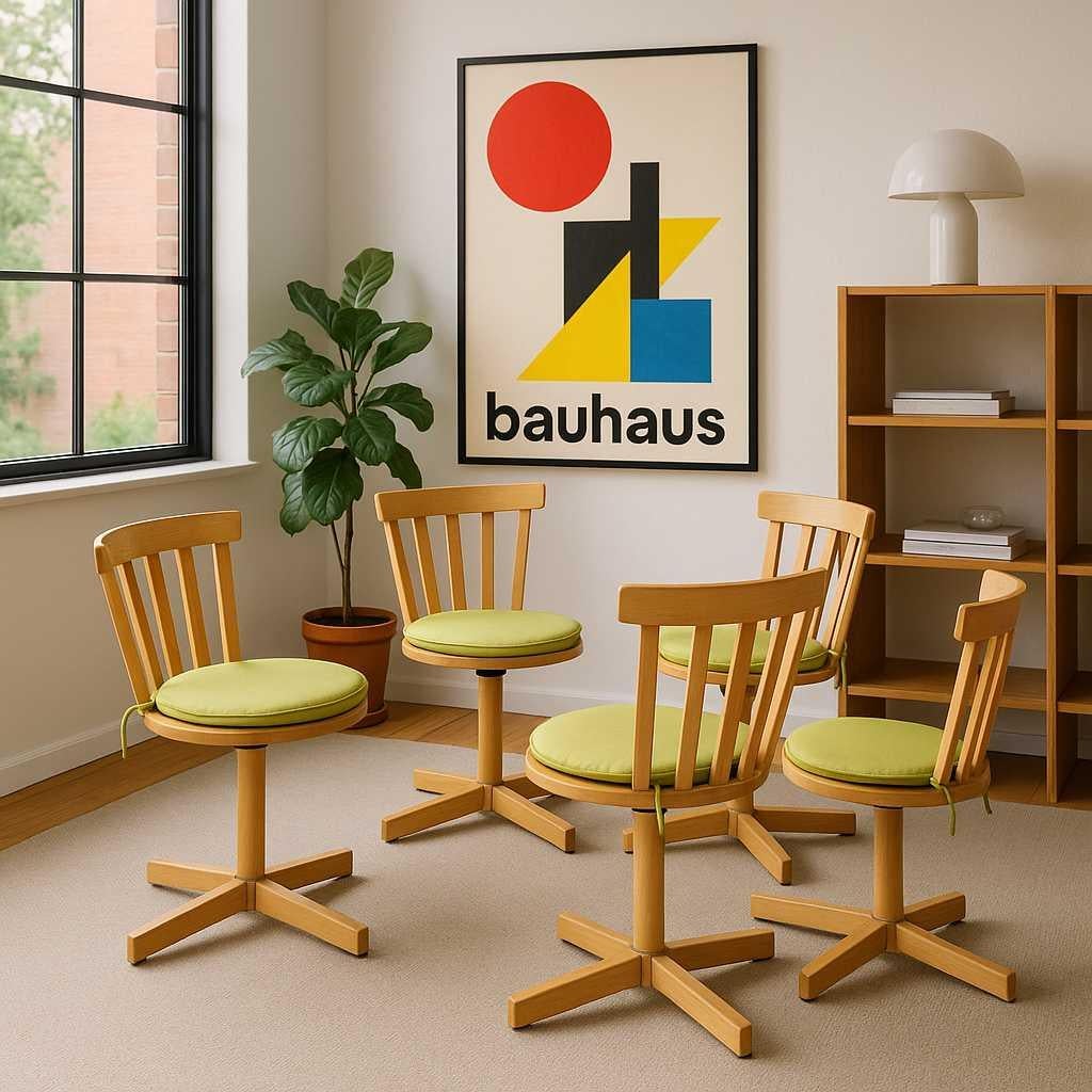 Set of 5 Swivel Birch Chairs, Jan Hallberg & Sune Formell for Edsbyverken, 1960s For Sale 12
