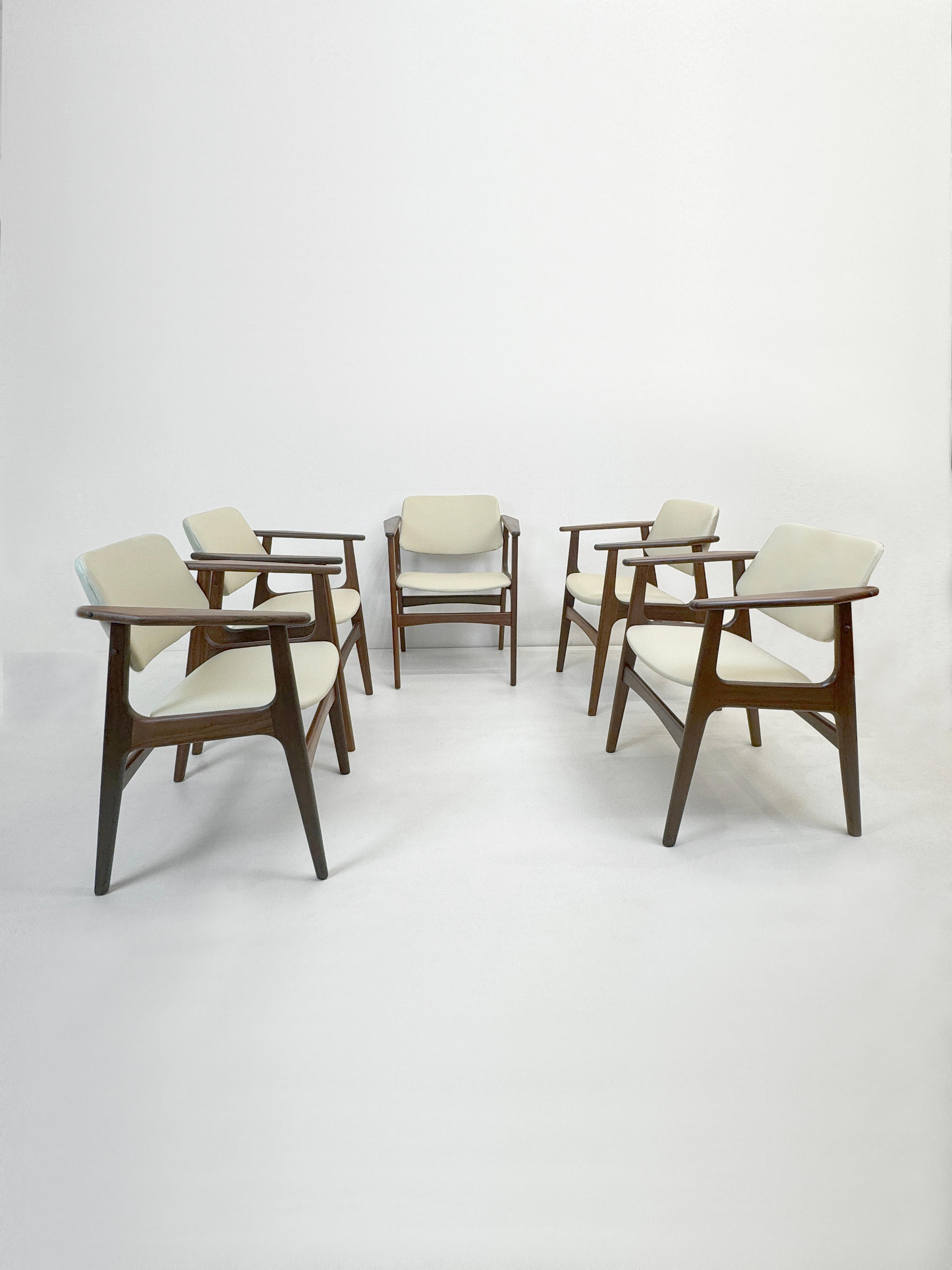 Mid-Century Modern Set of 5 Teak Armchairs model Lene, by Arne Vodder, Vamo Møbel, Denmark 1960's