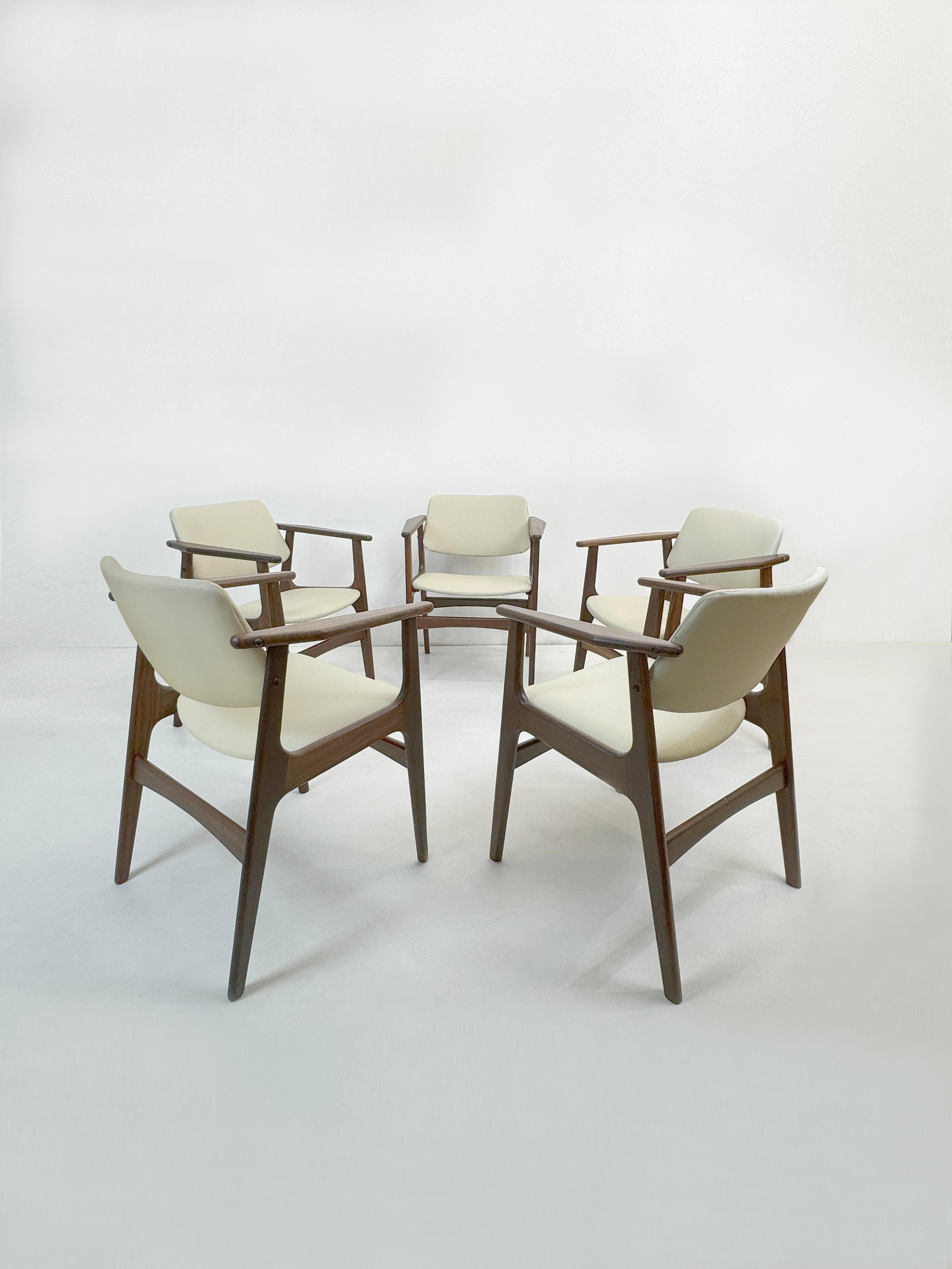 Danish Set of 5 Teak Armchairs model Lene, by Arne Vodder, Vamo Møbel, Denmark 1960's