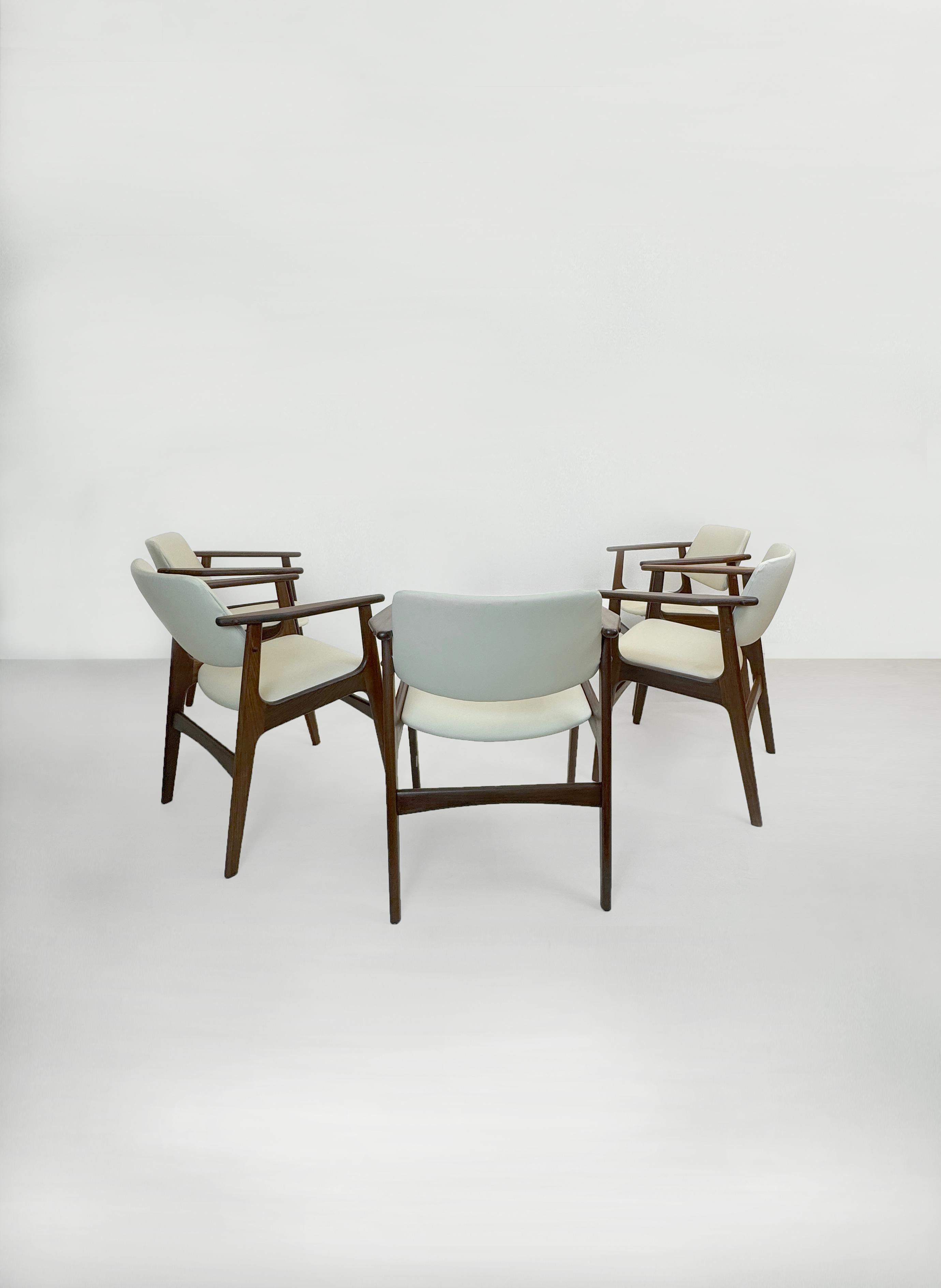 Woodwork Set of 5 Teak Armchairs model Lene, by Arne Vodder, Vamo Møbel, Denmark 1960's