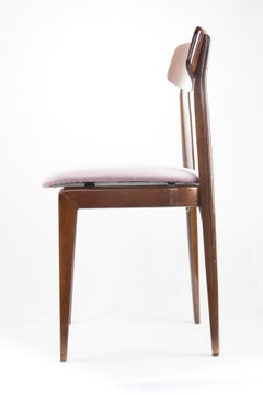 Set of 2 Teak Dining Chairs with Velvet Seat, Scandinavian Design, 1960s