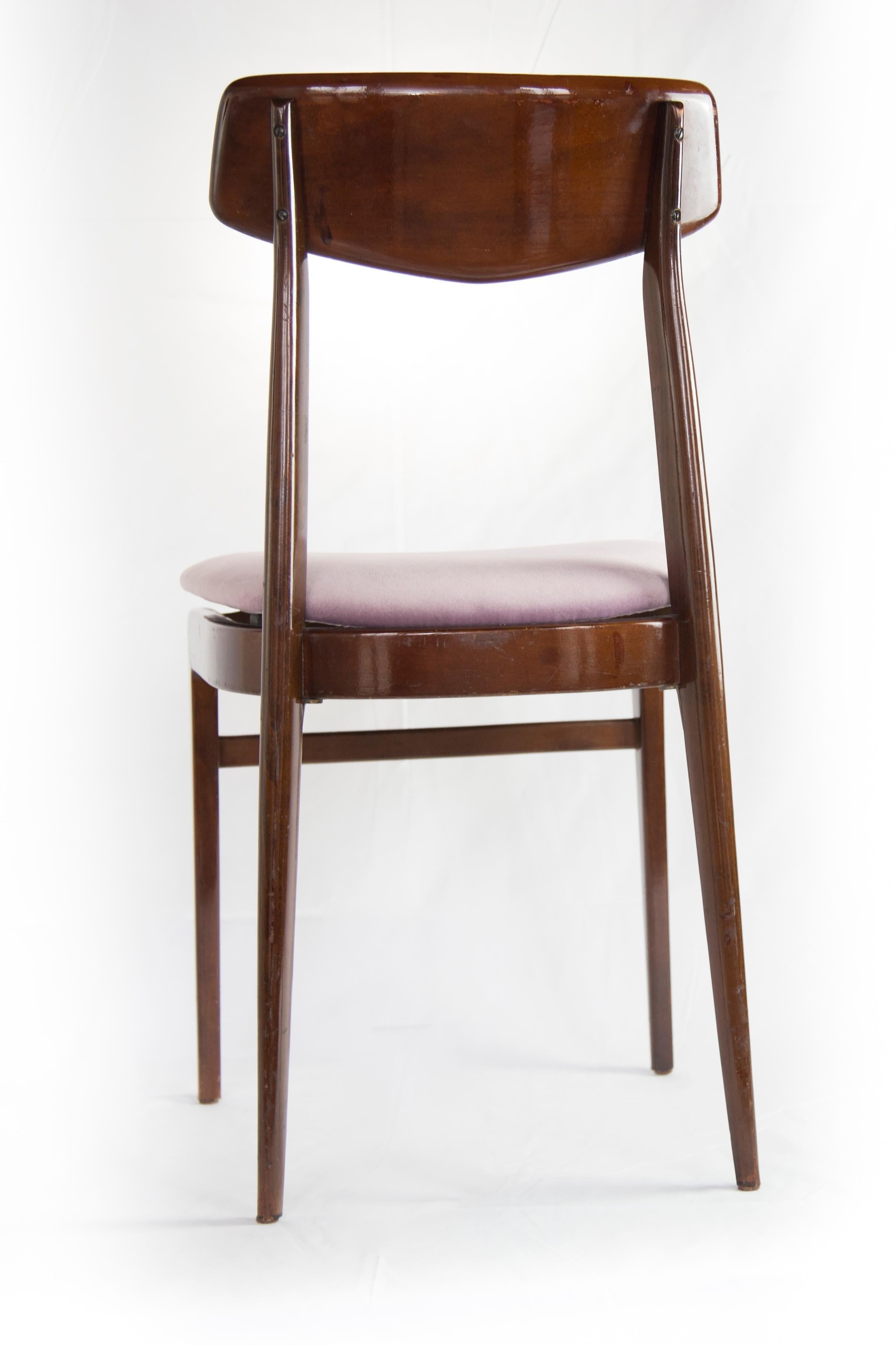Scandinavian Modern Set of 2 Teak Dining Chairs with Velvet Seat, Scandinavian Design, 1960s For Sale