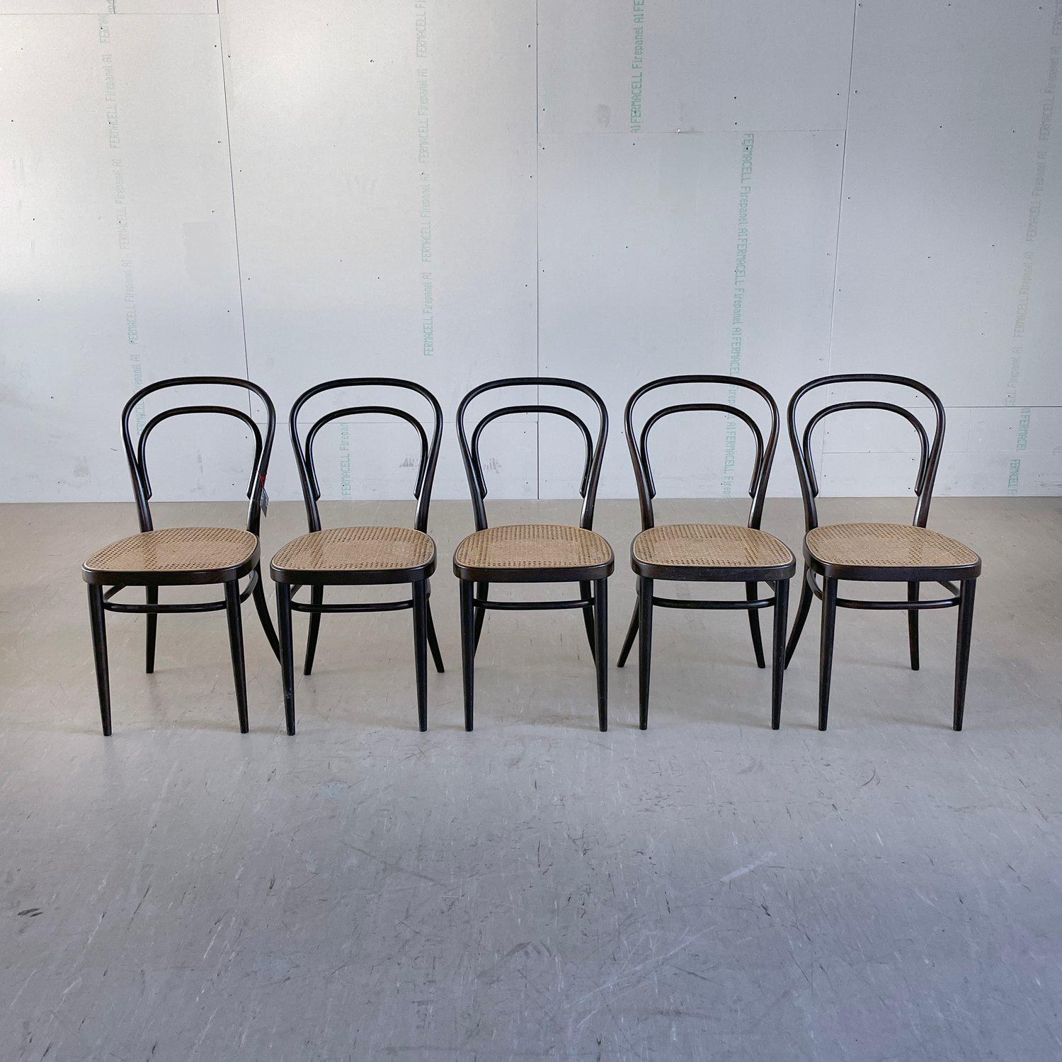 Satz von 5 Thonet #214 Wiener Bugholzstühlen im Zustand „Gut“ im Angebot in Bern, CH