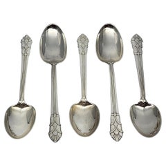 Set of 5 Tiffany & Co Palmette Sterling Silver Demitasse Spoons 4 3/8" #15594