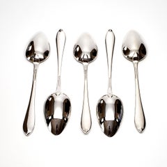 Set of 5 Tiffany & Co Sterling Silver Faneuil Pattern Oval Spoons