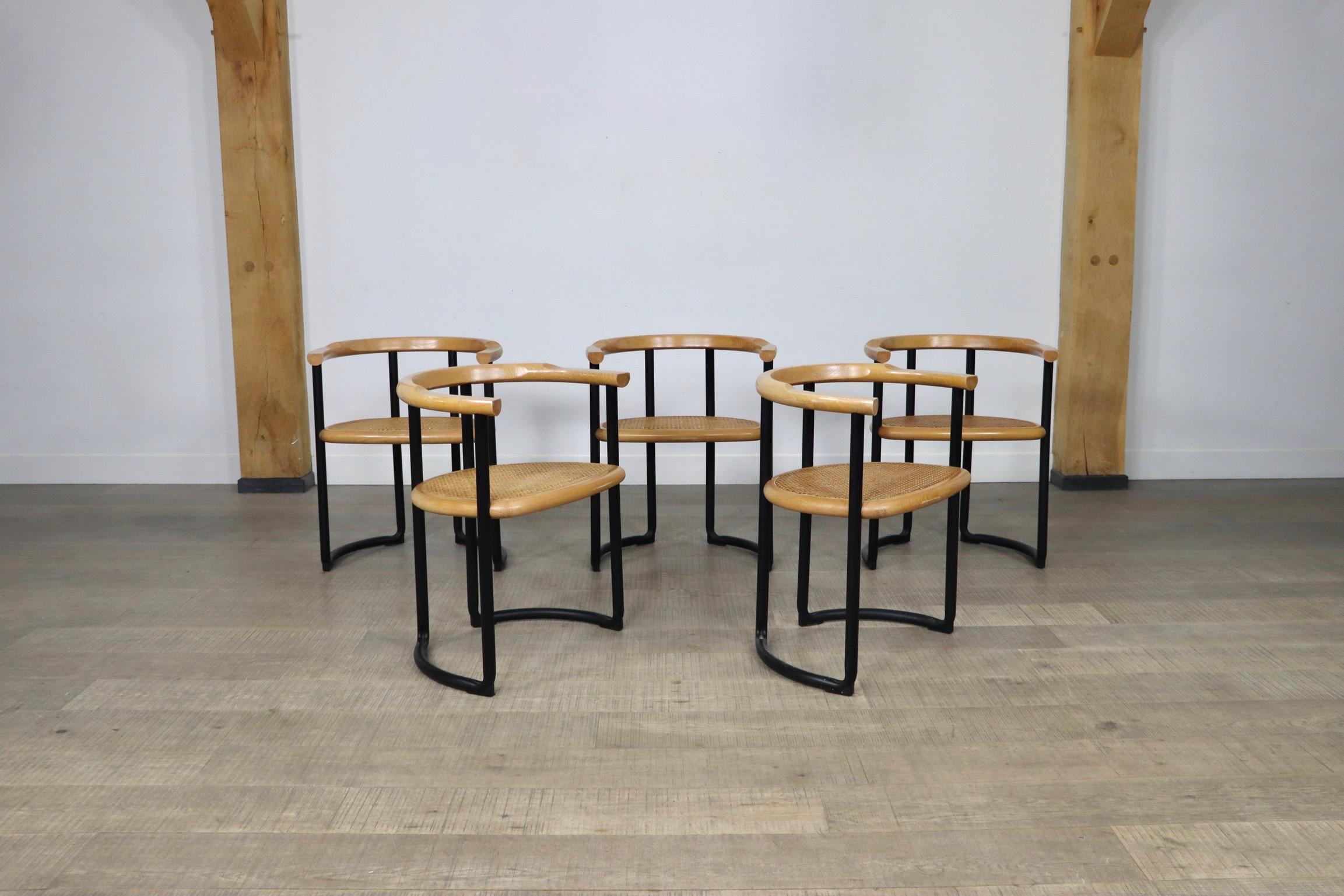 Ensemble de 5 chaises de salle à manger Tito Agnoli Achillea pour Ycami, Italie, 1970 Bon état - En vente à ABCOUDE, UT