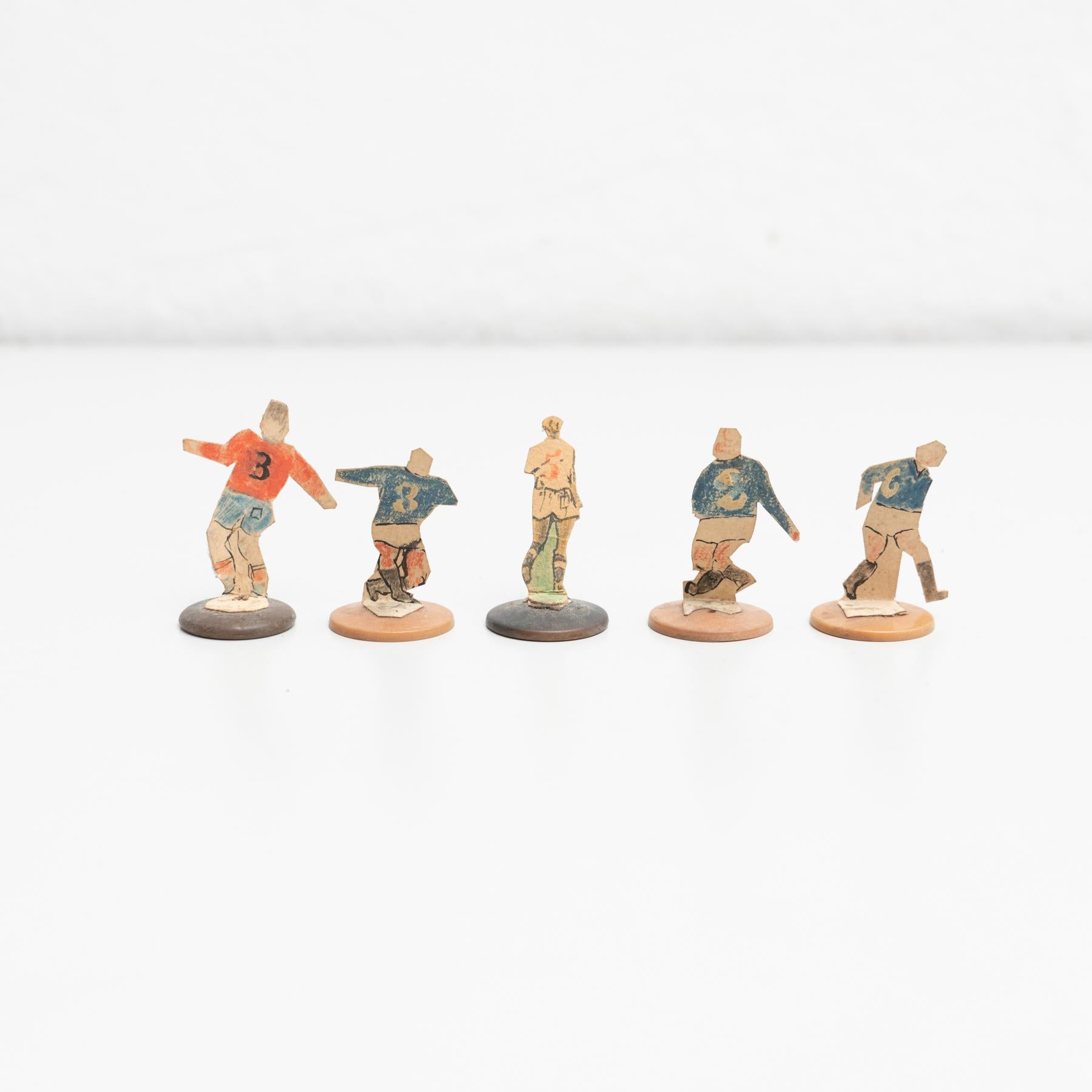 Set of 5 Traditional Antique Button Soccer Game Figures, circa 1950 For Sale 7