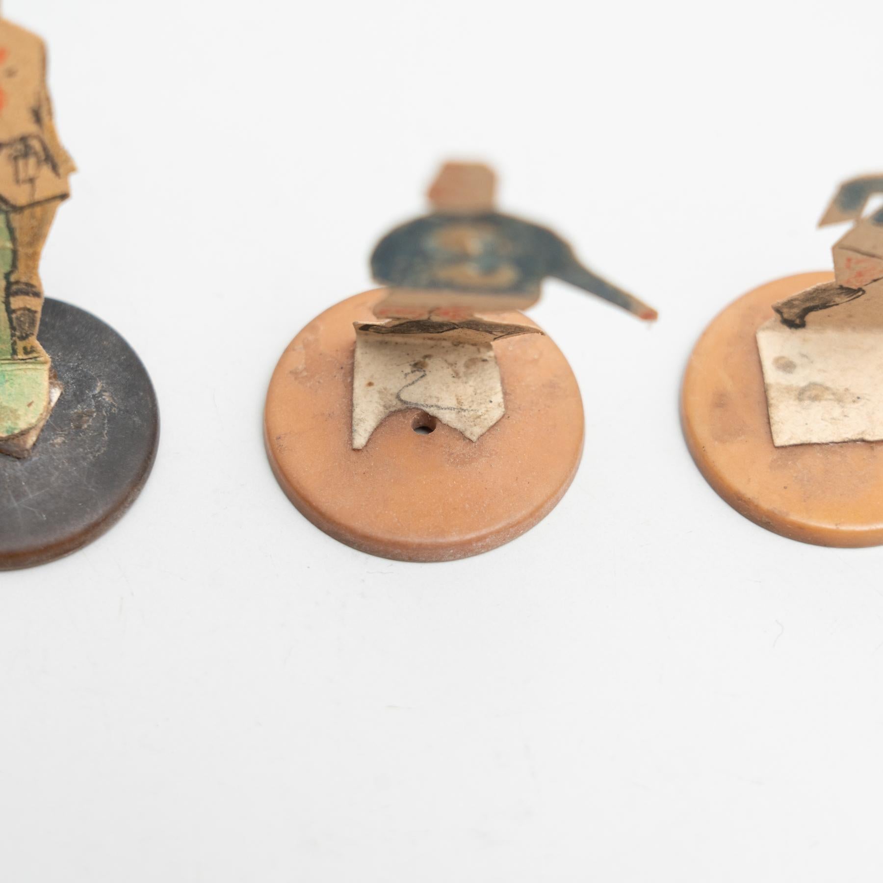 Set of 5 Traditional Antique Button Soccer Game Figures, circa 1950 For Sale 8