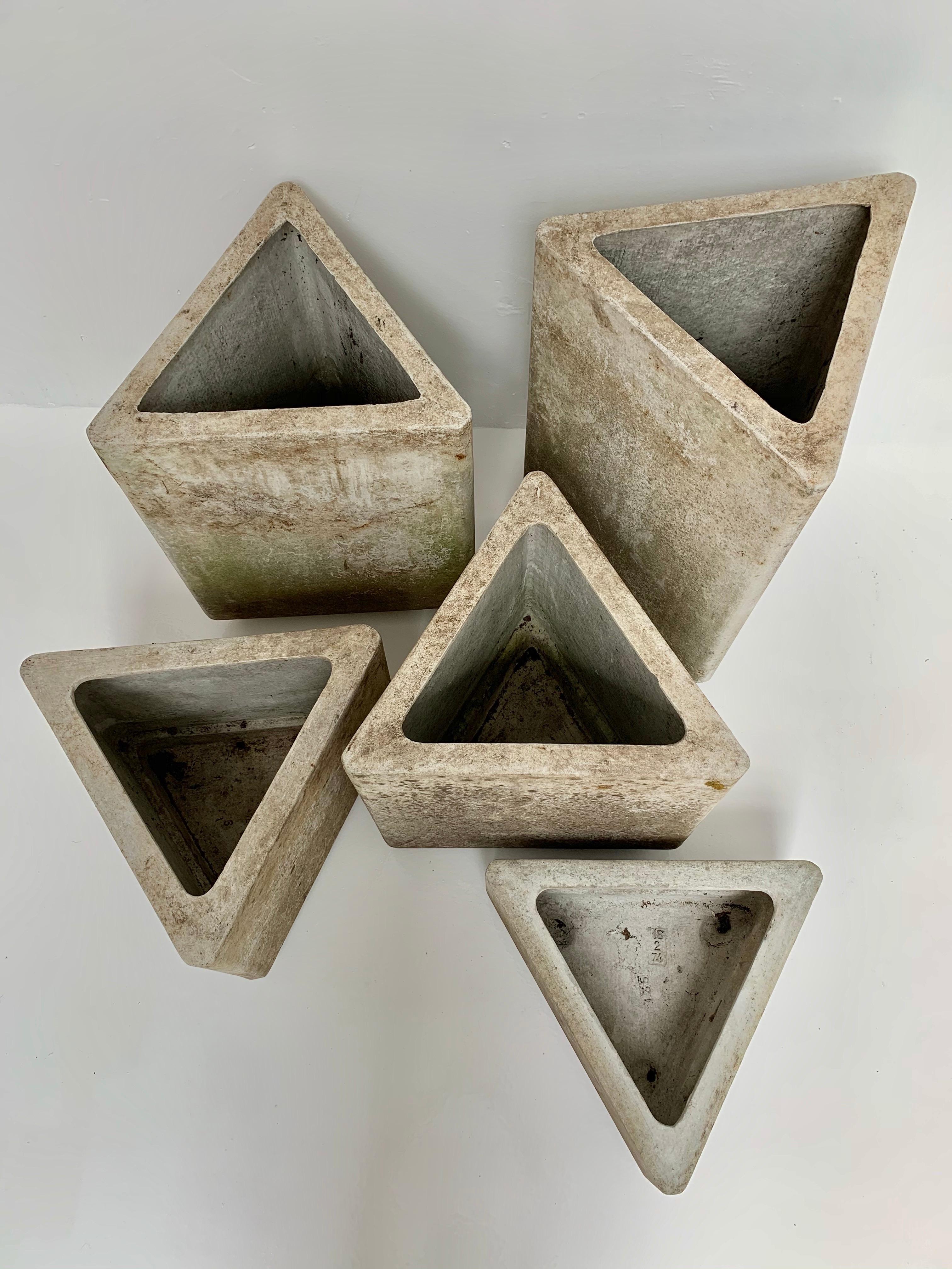 Swiss Set of 5 Triangular Planters by Willy Guhl