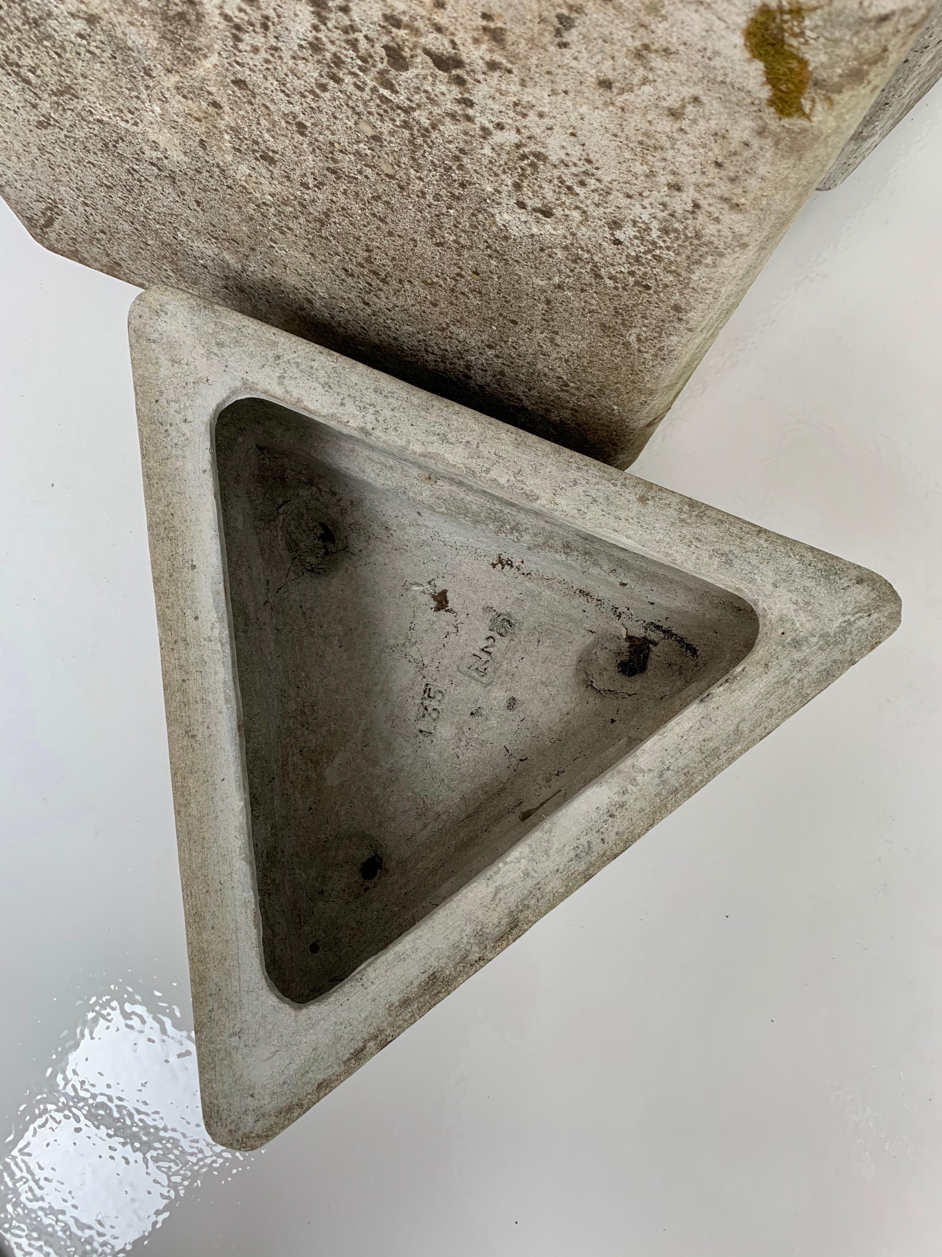 Concrete Set of 5 Triangular Planters by Willy Guhl