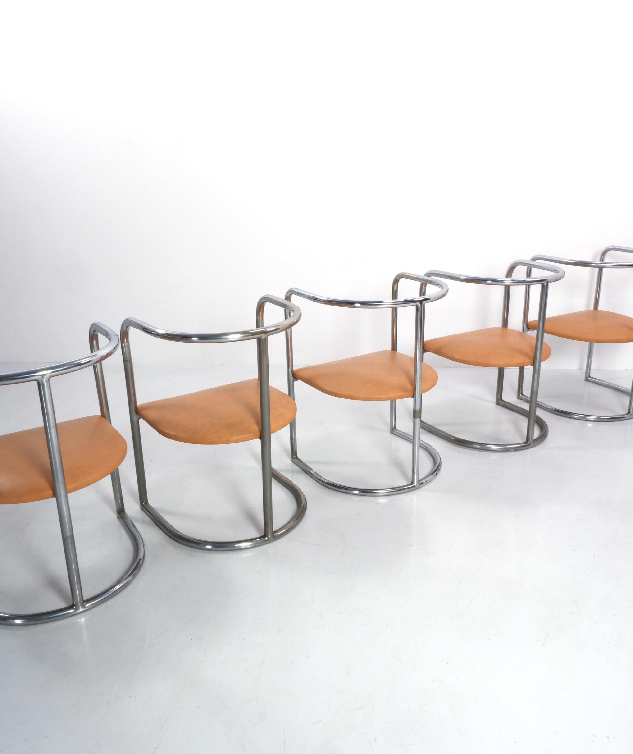 Set of 5 Tubular Dining Chairs attrb. Djo Bourgeois, France, c.1930 1